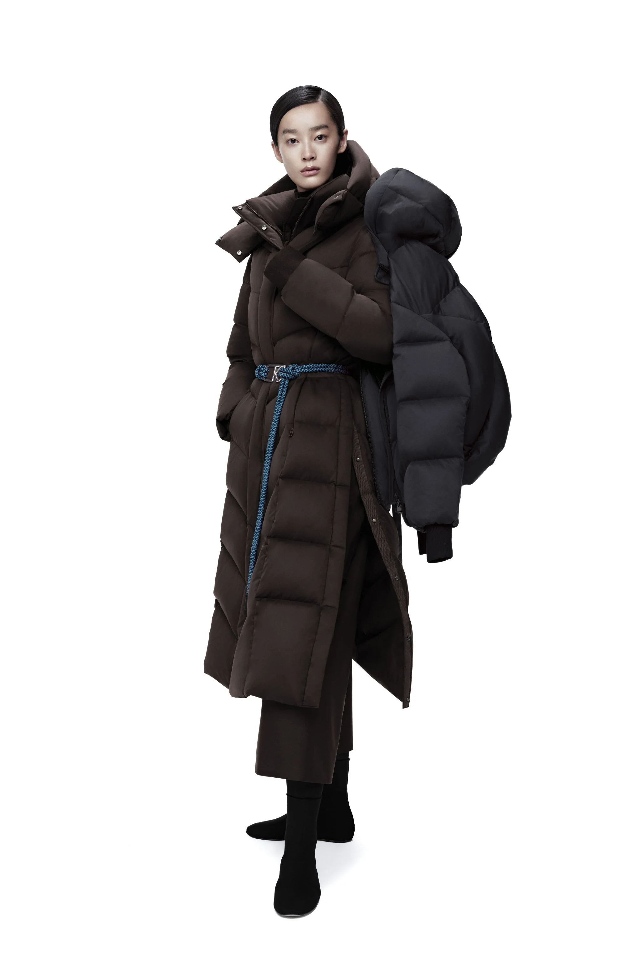 AREAL Women's Full Length Goose Down Jacket With Belt 922 - Image 3