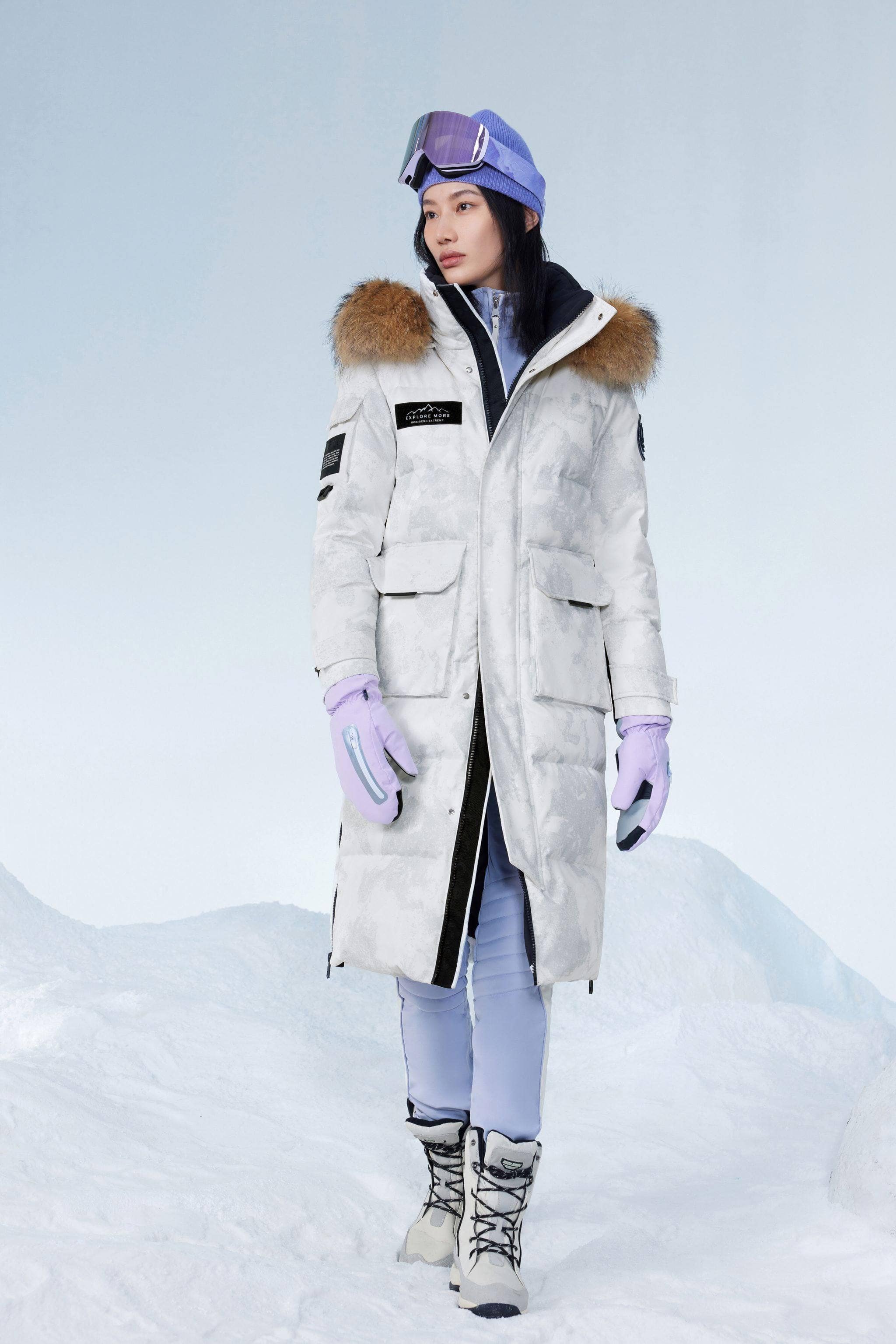 Classic Extreme Full Length Goose Down Parka Fur Hood