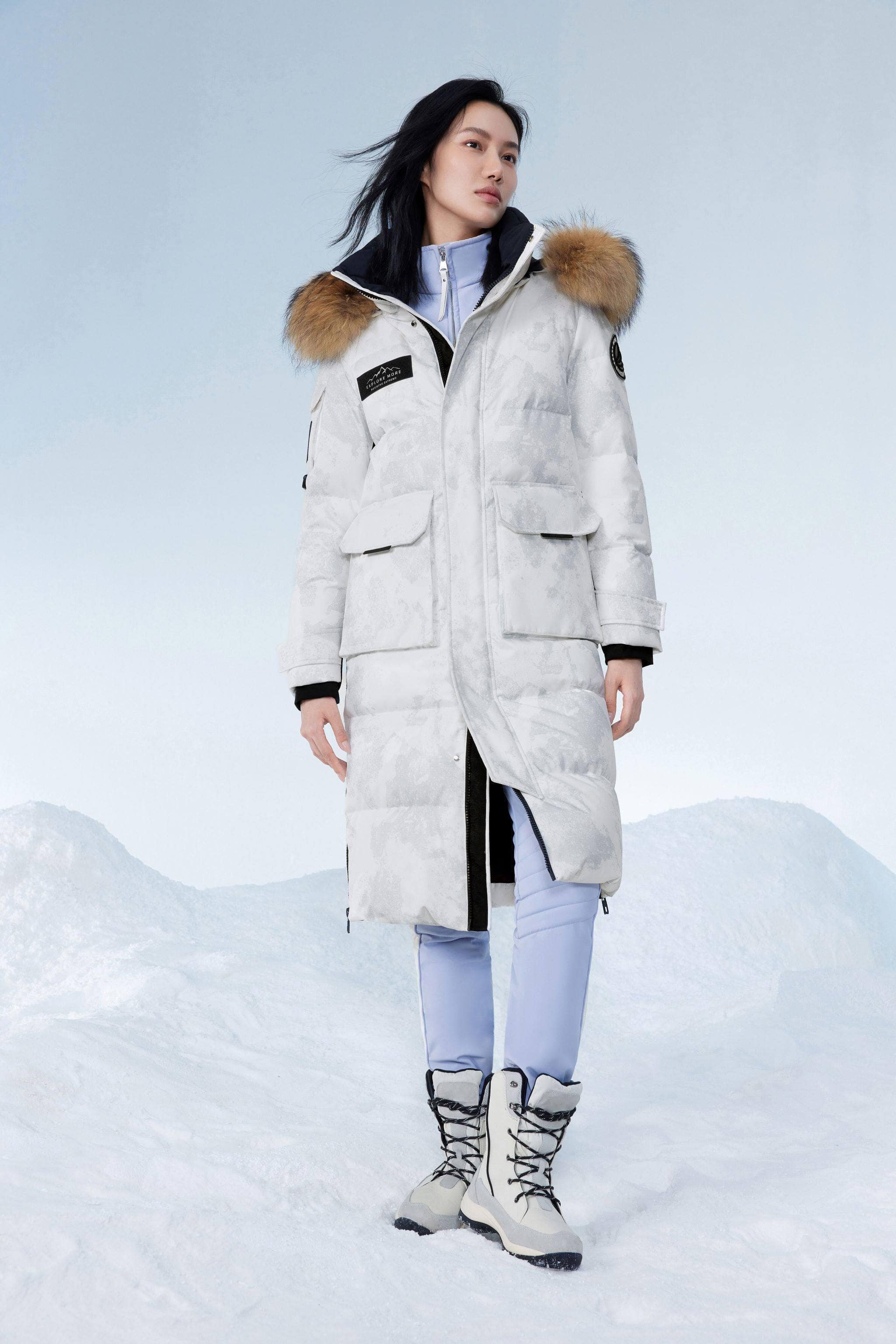 Classic Extreme Full Length Goose Down Parka Fur Hood - Image 2