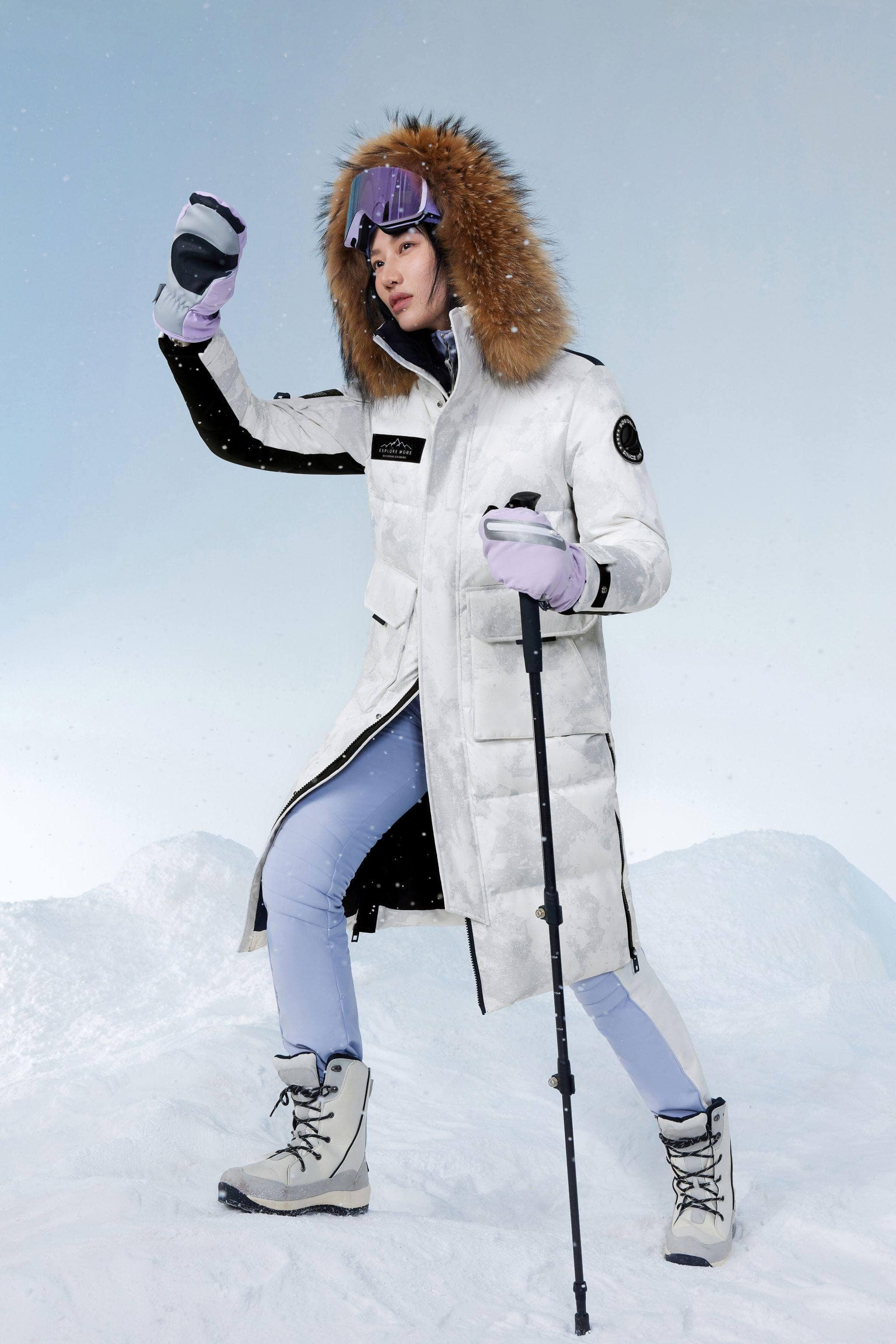 Classic Extreme Full Length Goose Down Parka Fur Hood - Image 3