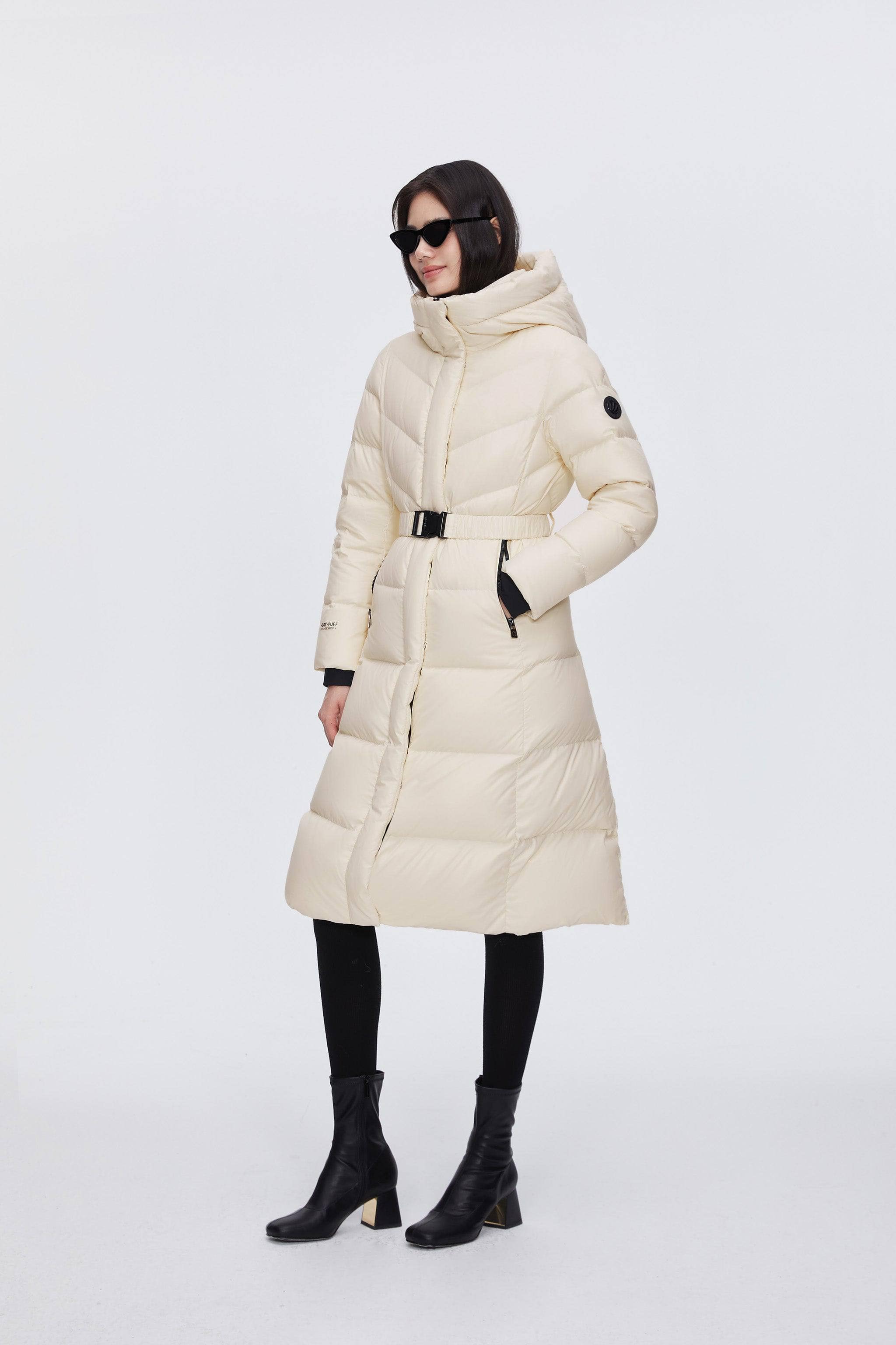 Classic Long Hooded Puffer With Belt - Image 11