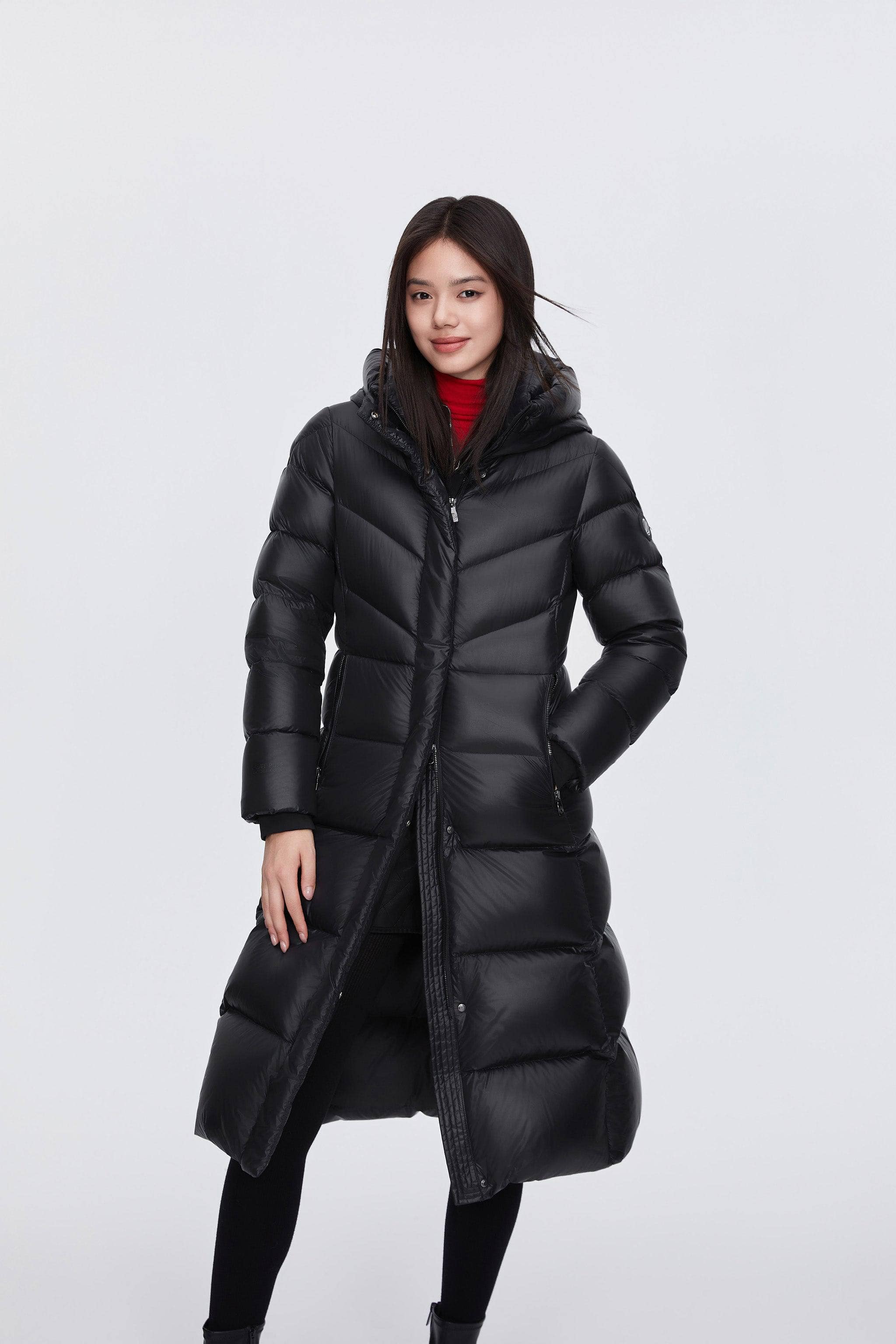 Classic Long Hooded Puffer With Belt - Image 2