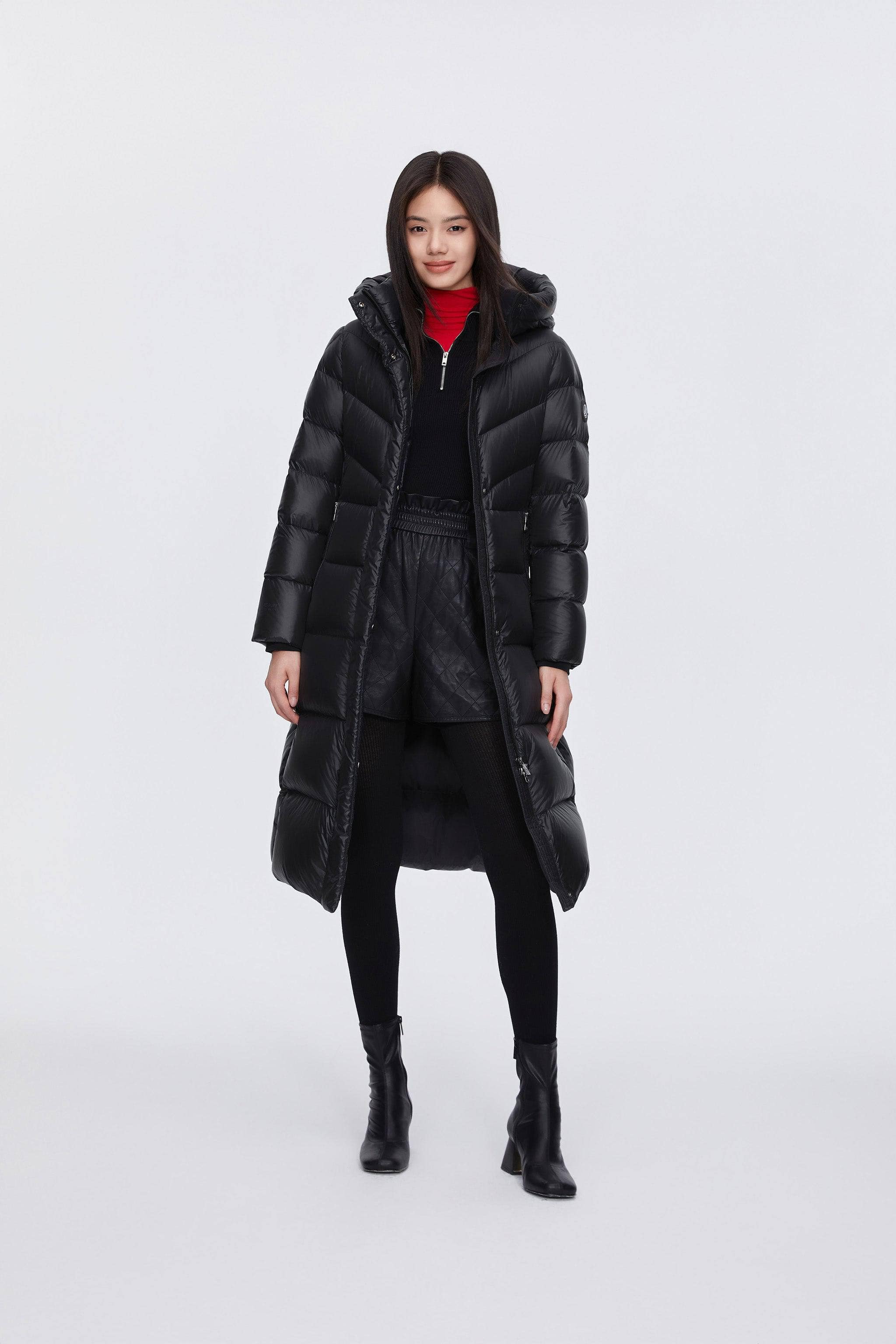 Classic Long Hooded Puffer With Belt - Image 4