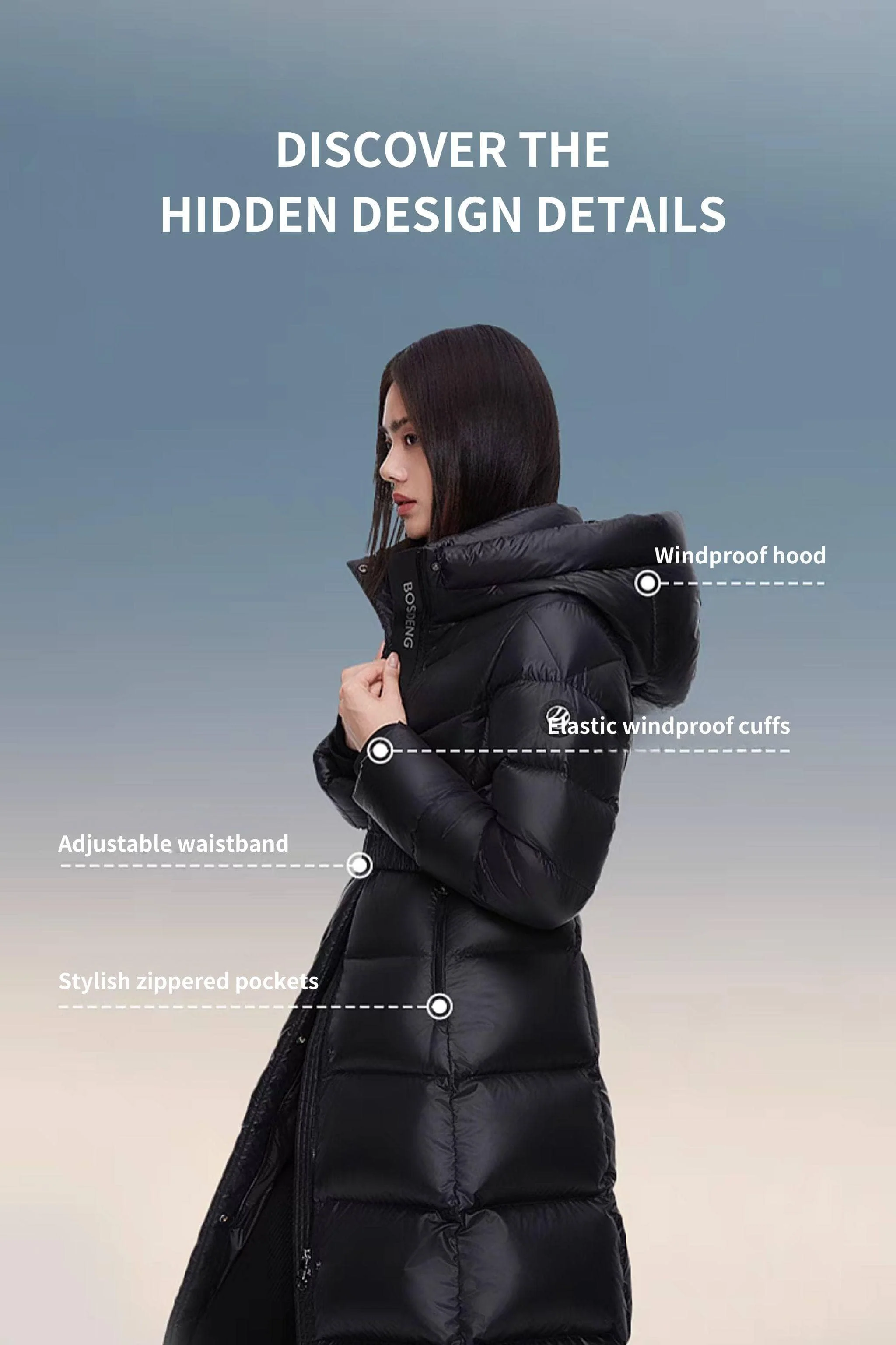Classic Long Hooded Puffer With Belt - Image 8