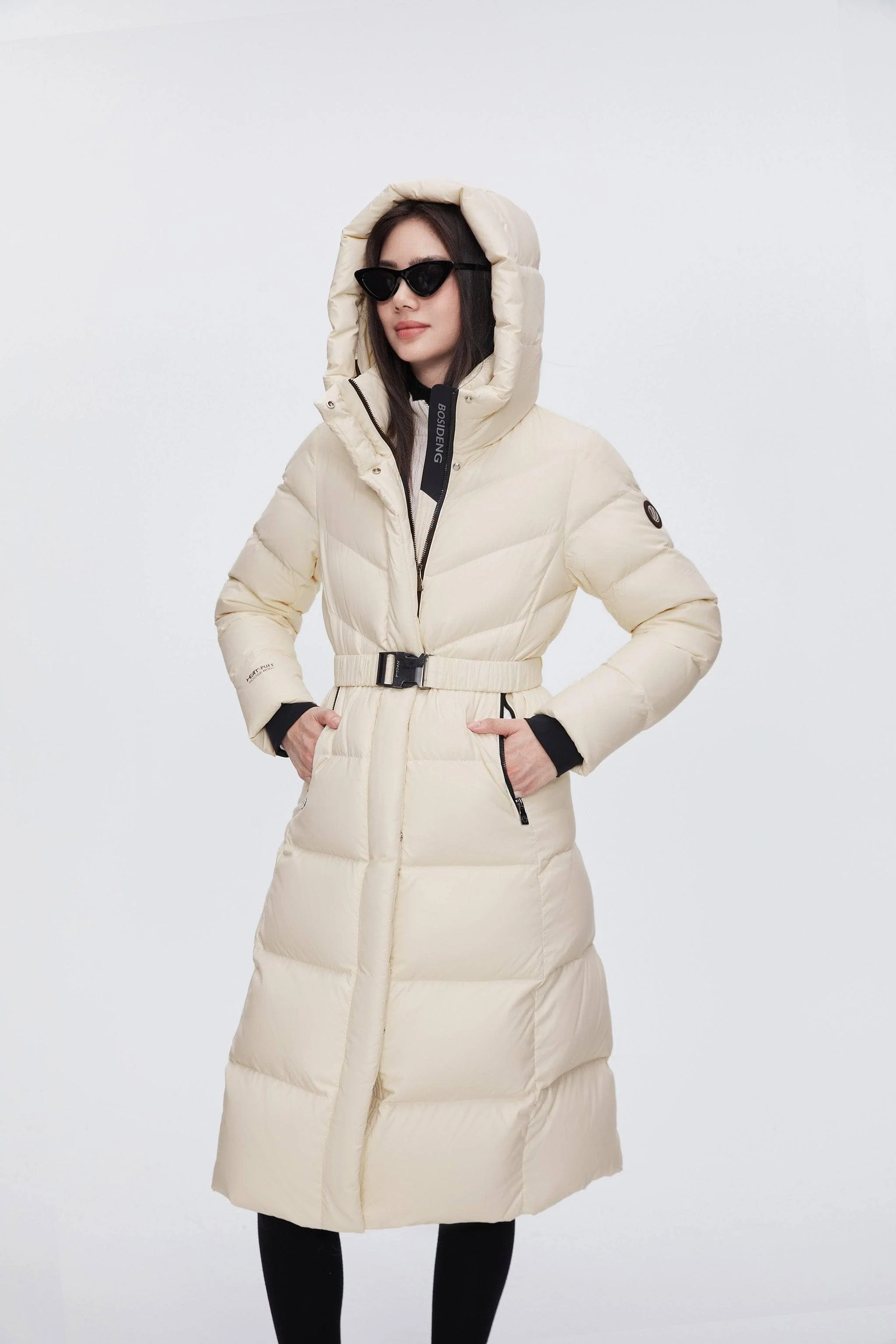 Classic Long Hooded Puffer With Belt - Image 9