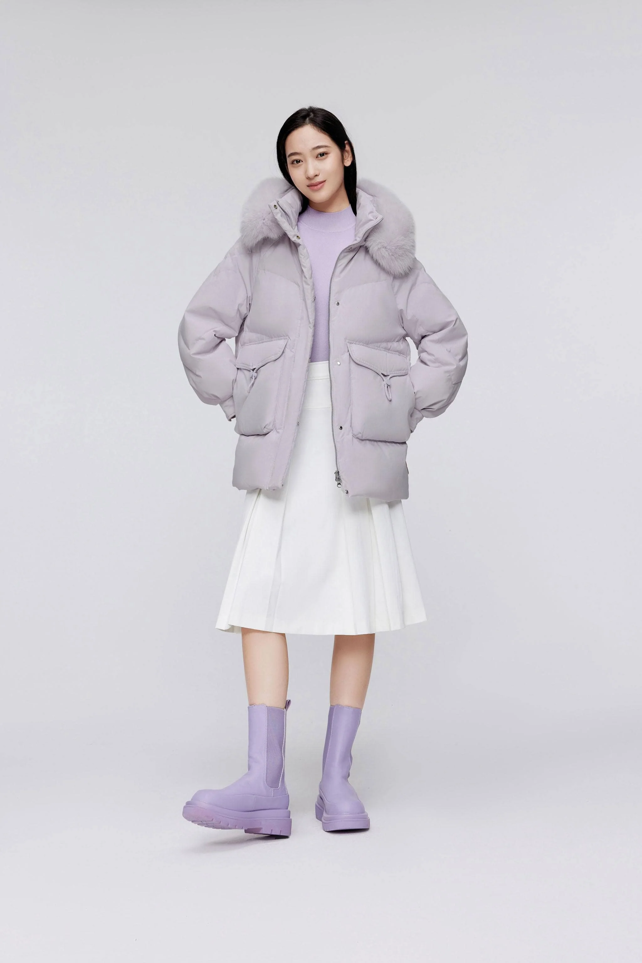 Classic Oversized Down Jacket with Fur 5268 - Image 10
