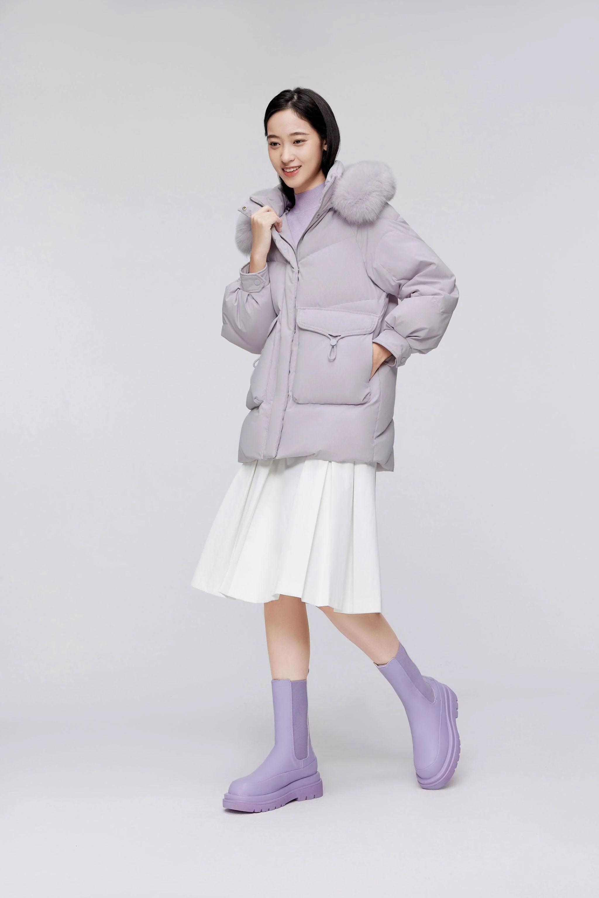 Classic Oversized Down Jacket with Fur 5268 - Image 11