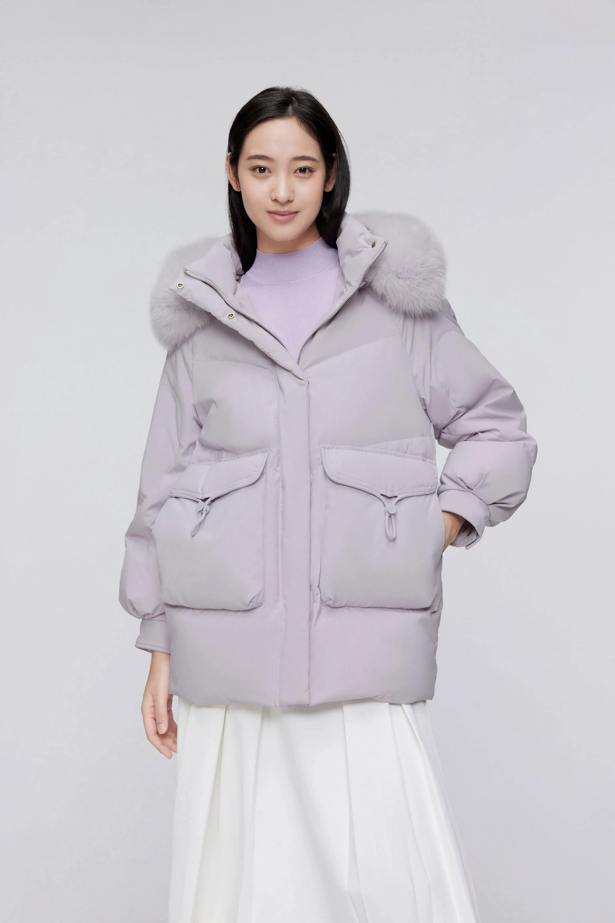 Classic Oversized Down Jacket with Fur 5268 - Image 14
