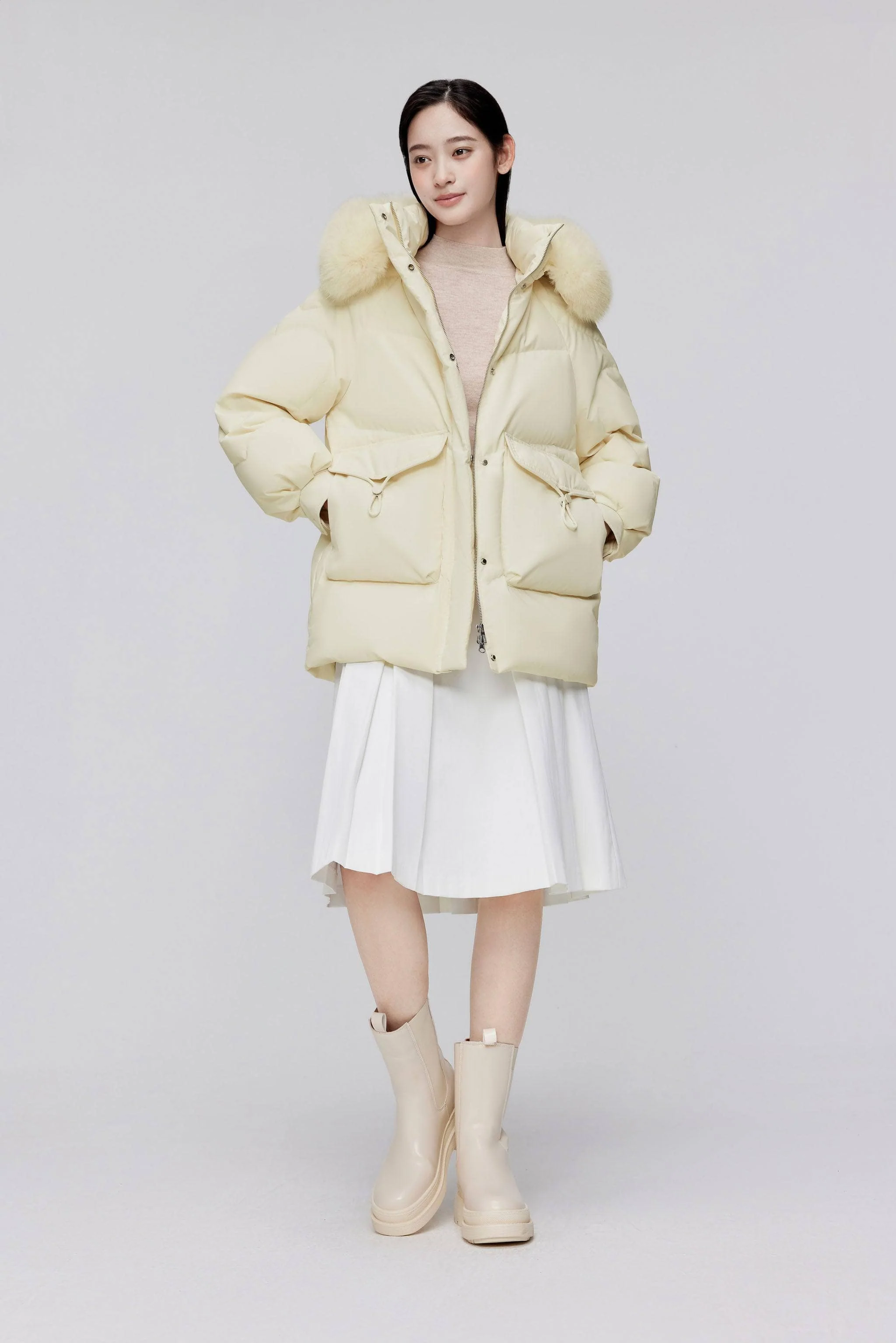Classic Oversized Down Jacket with Fur 5268 - Image 17