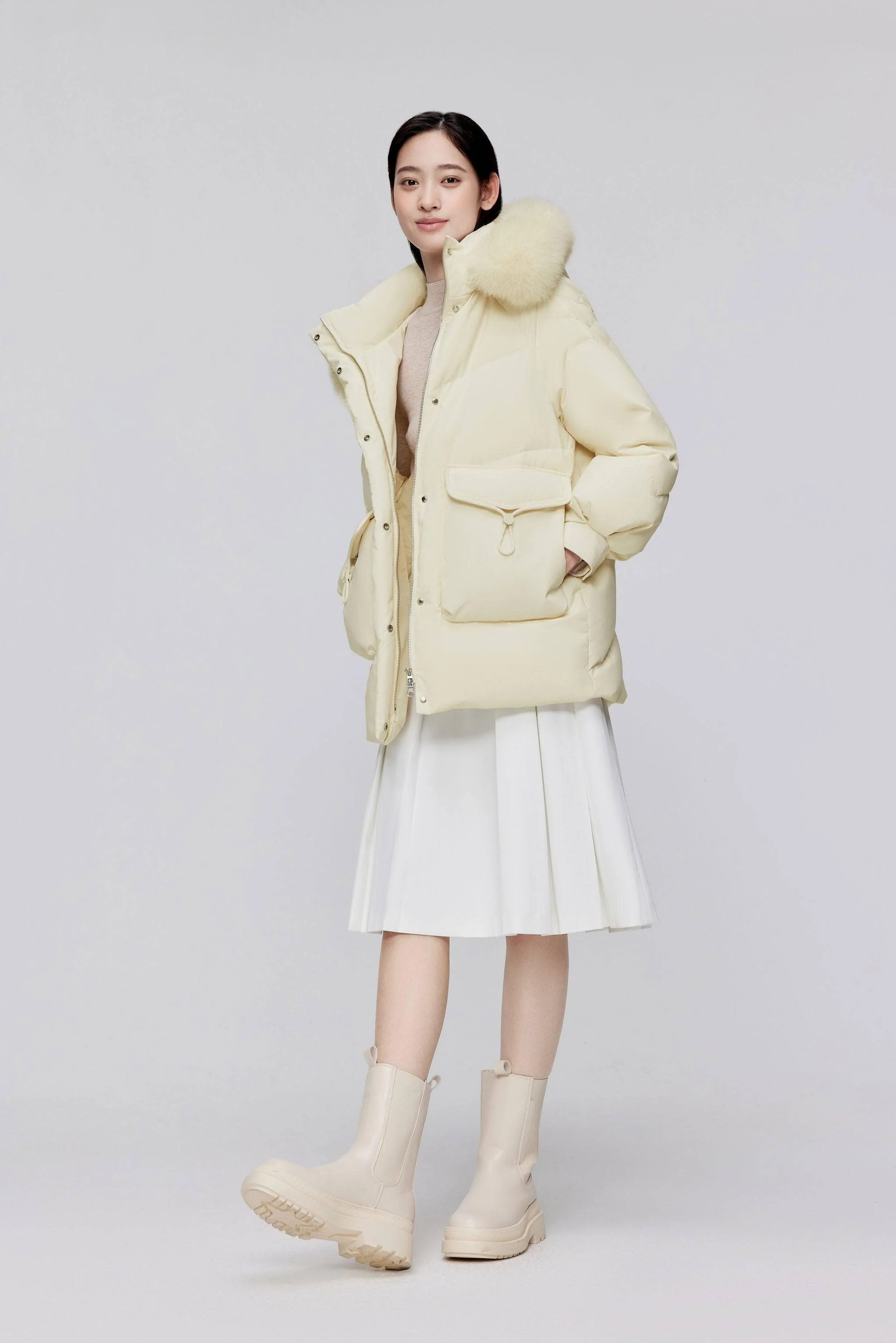 Classic Oversized Down Jacket with Fur 5268 - Image 18