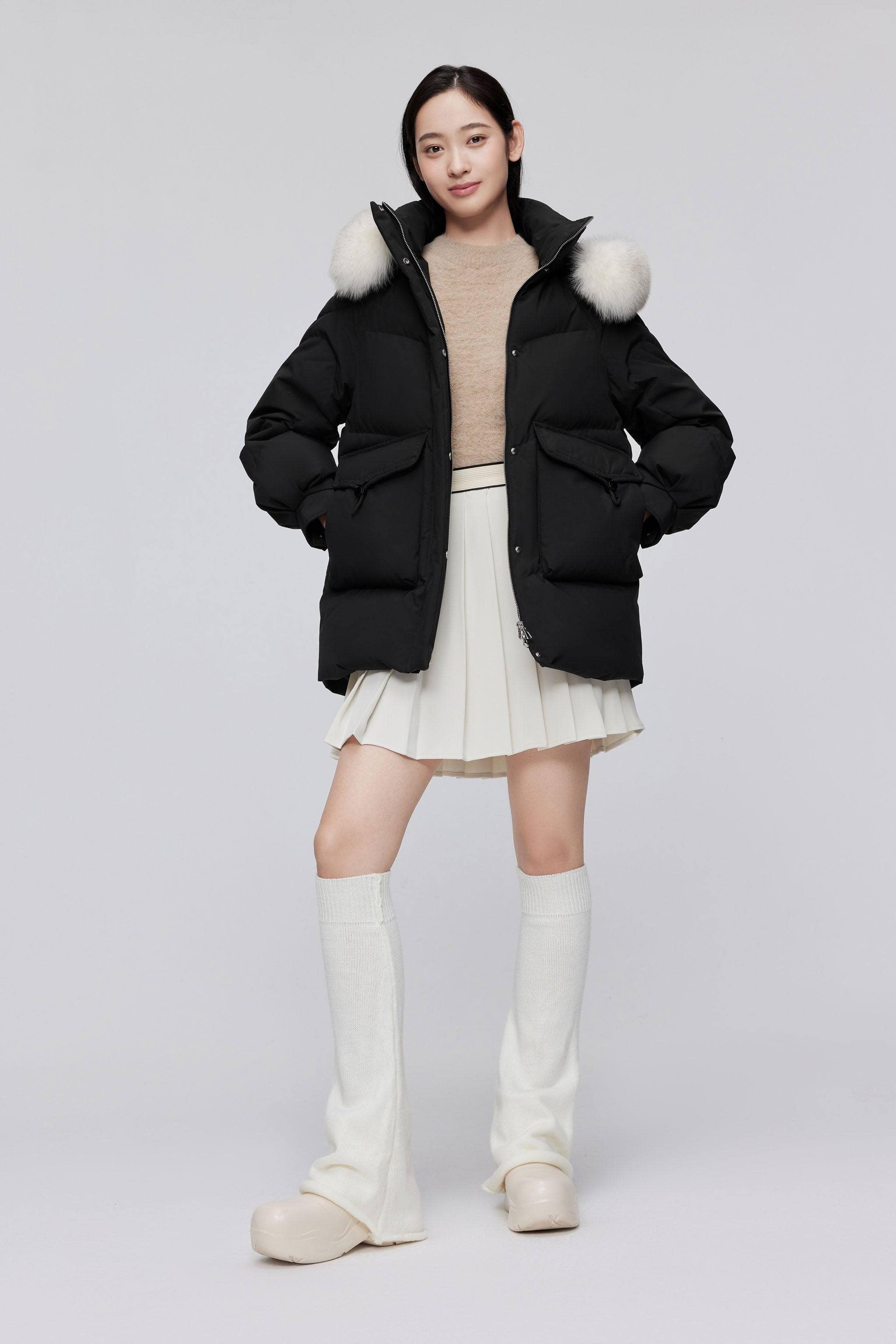 Classic Oversized Down Jacket with Fur 5268 - Image 22
