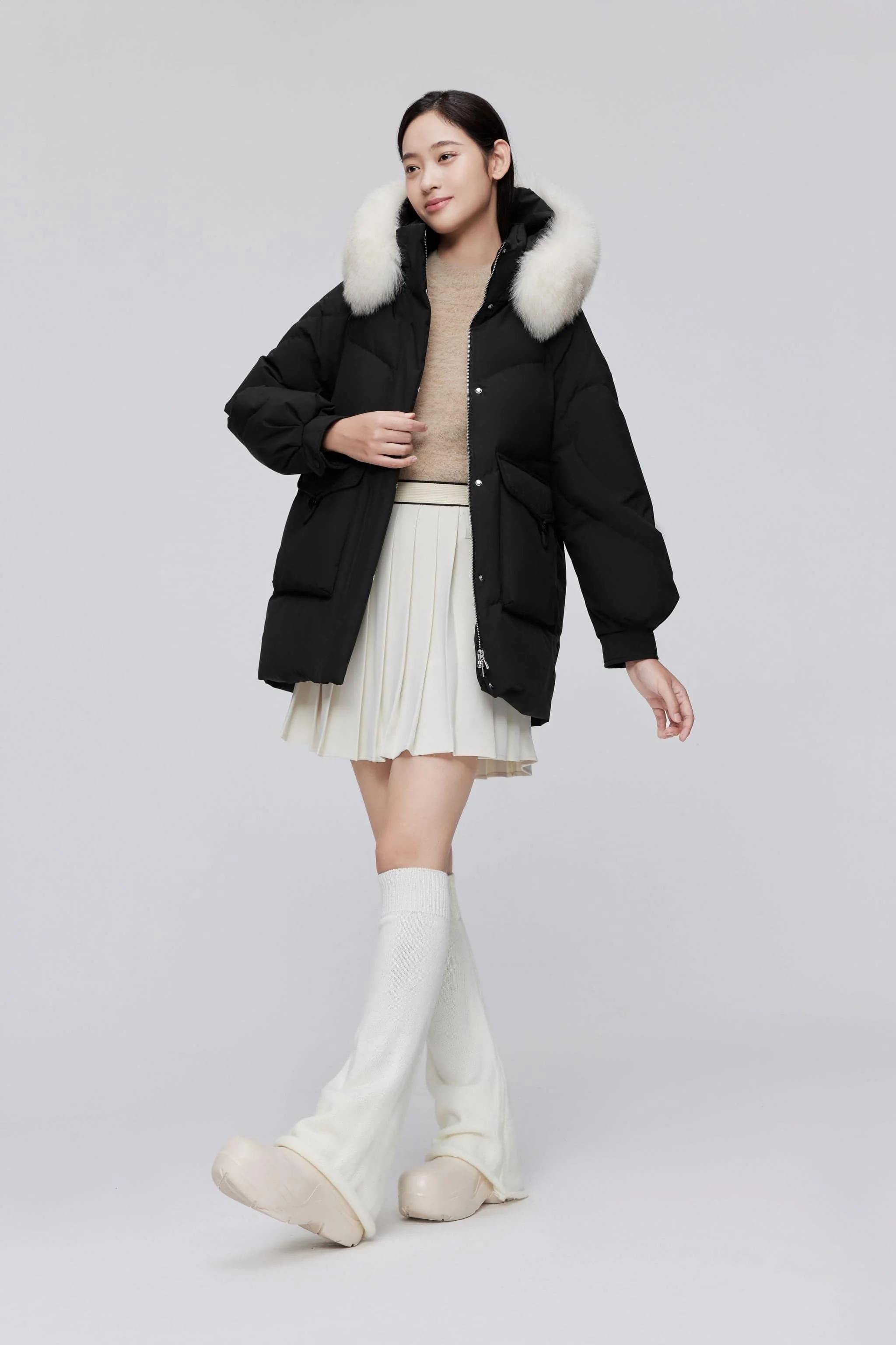Classic Oversized Down Jacket with Fur 5268 - Image 25