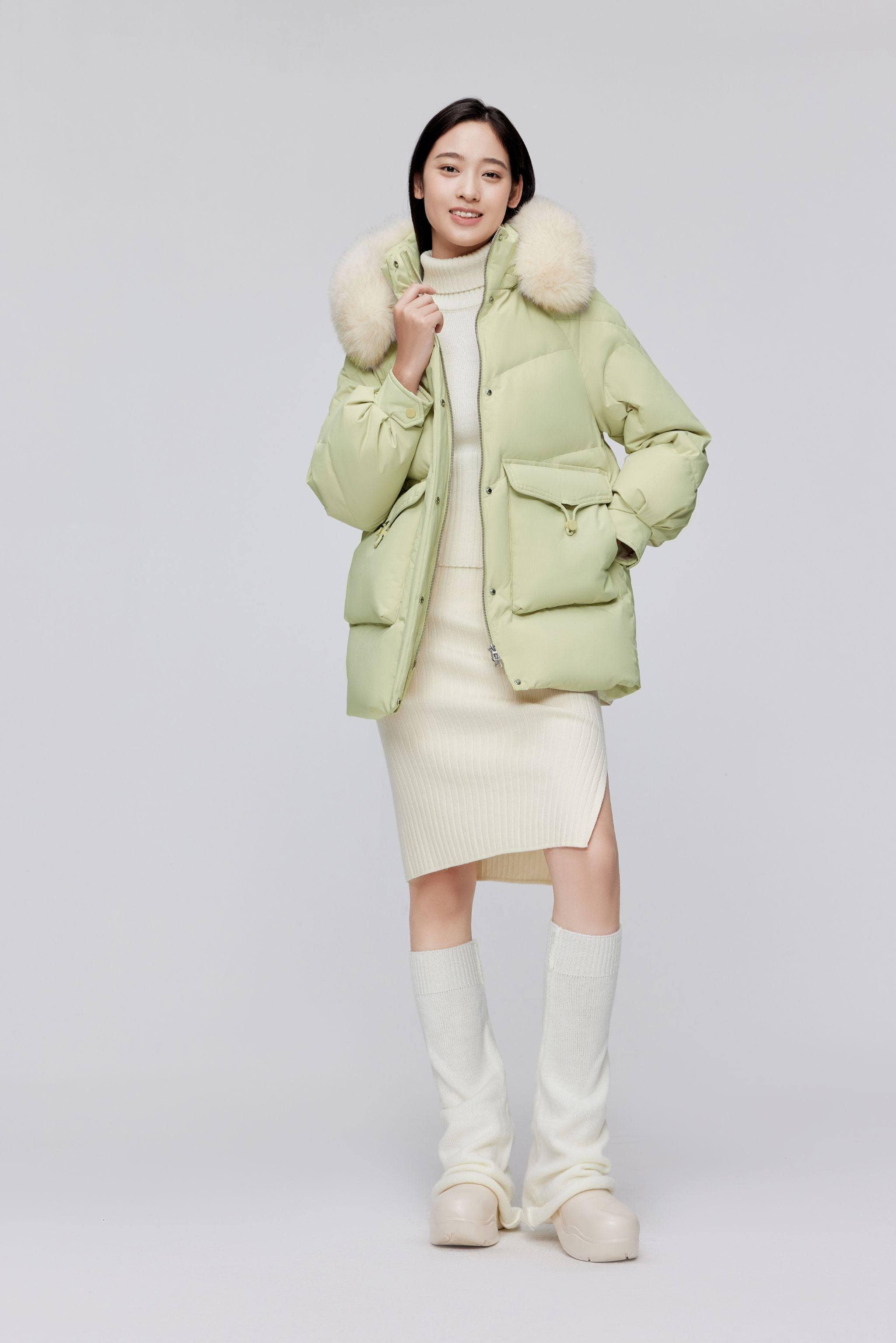 Classic Oversized Down Jacket with Fur 5268 - Image 3