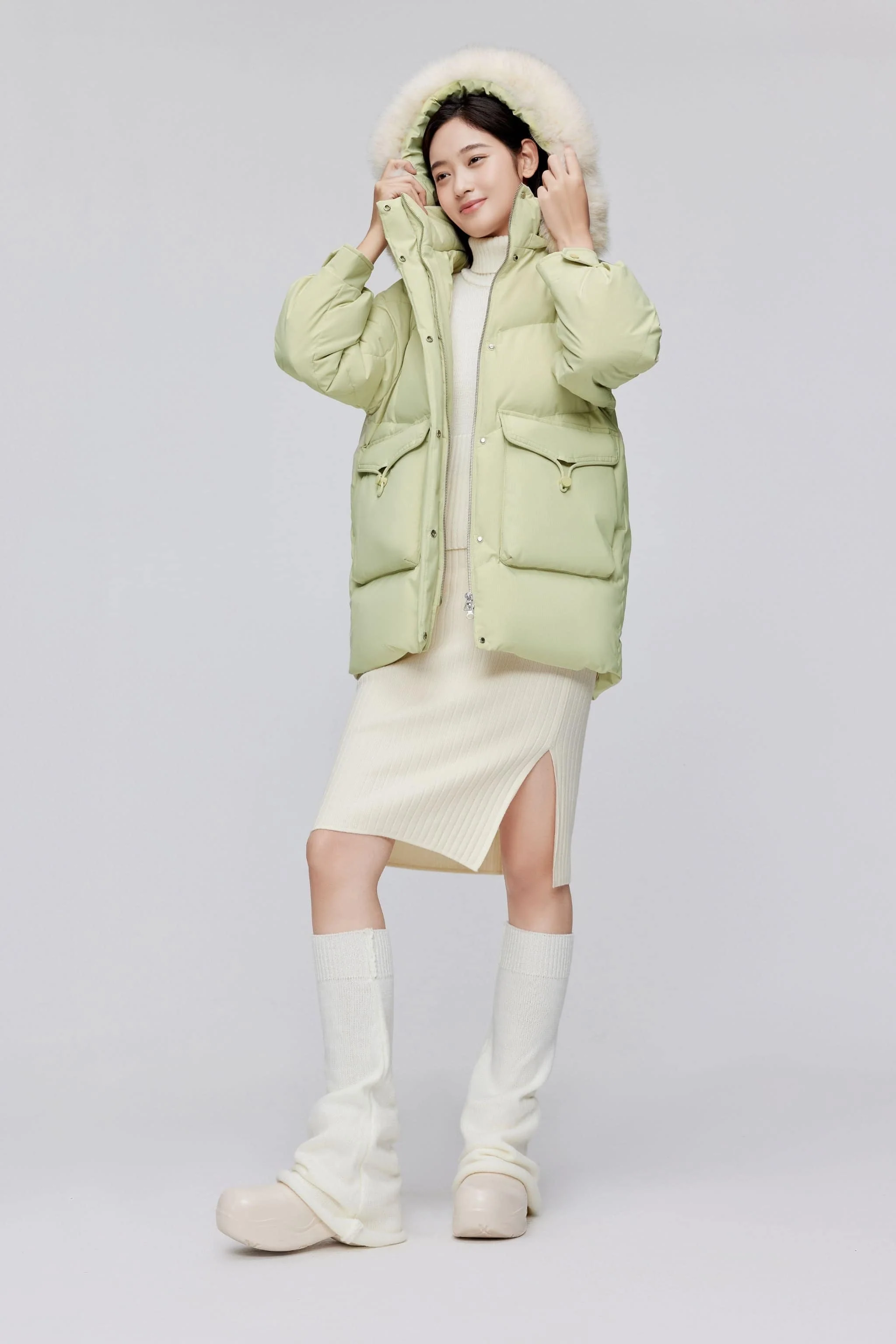 Classic Oversized Down Jacket with Fur 5268 - Image 4