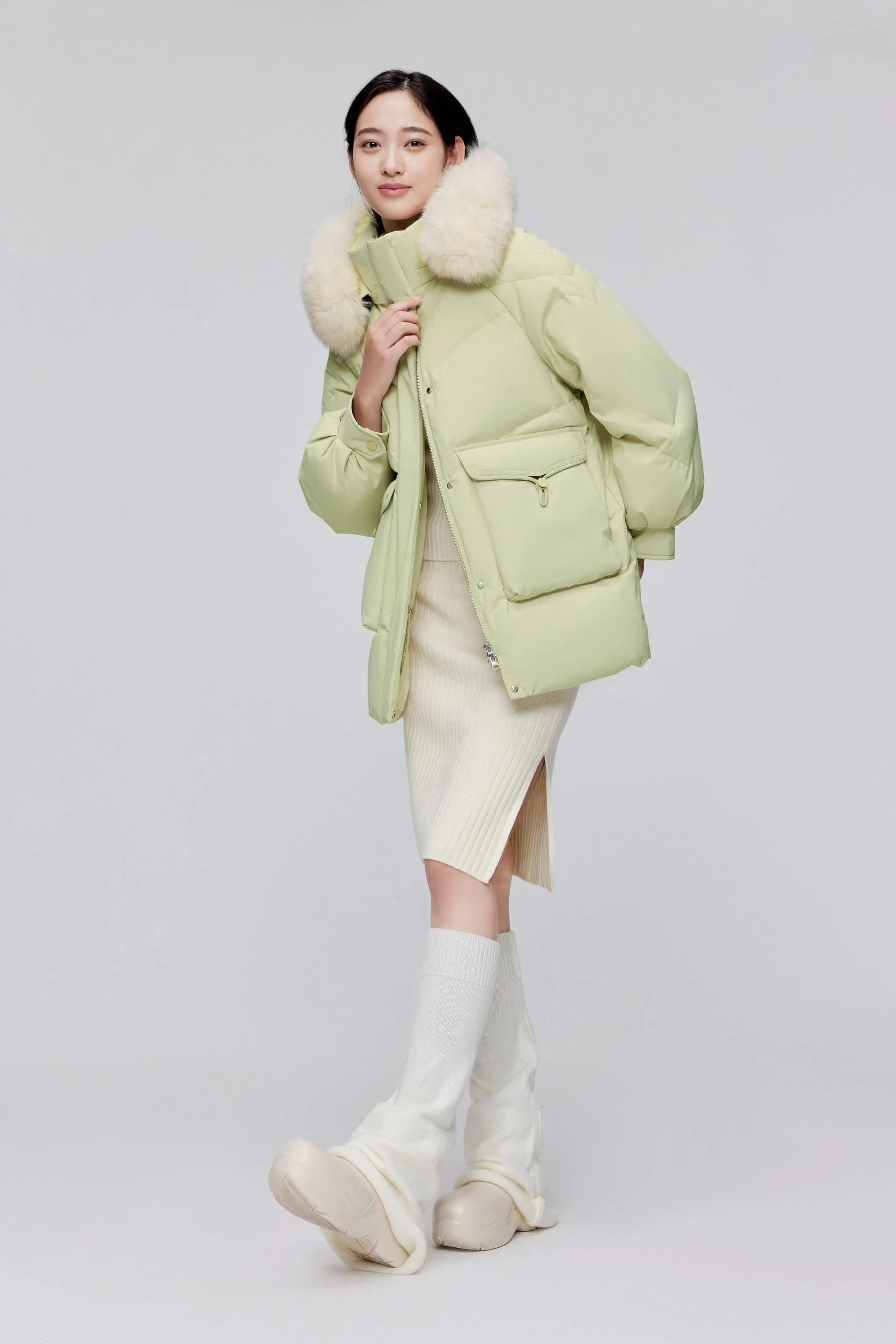 Classic Oversized Down Jacket with Fur 5268 - Image 5