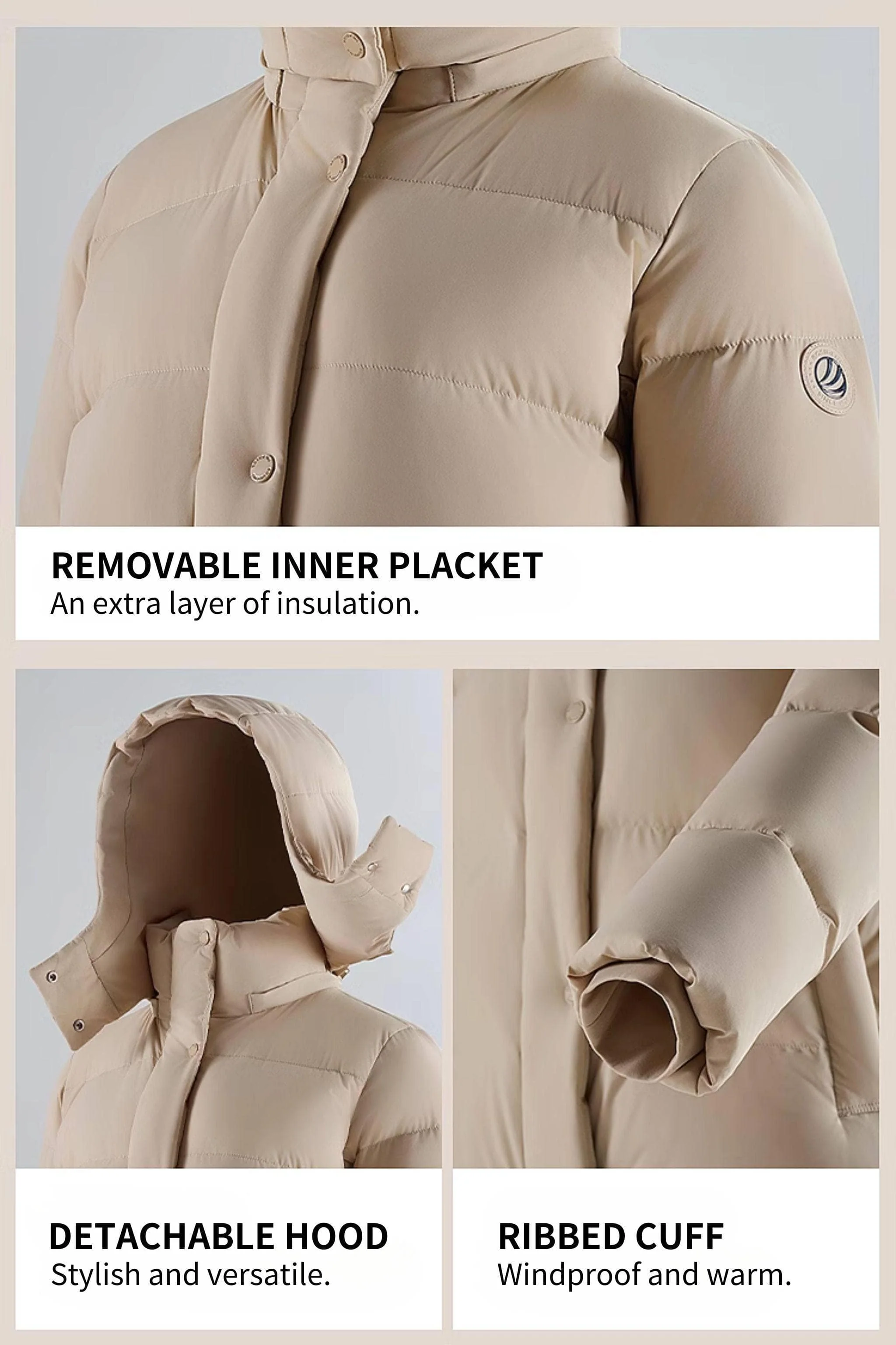 Comfy Women's Down Jacket With Detachable Hood - Image 8
