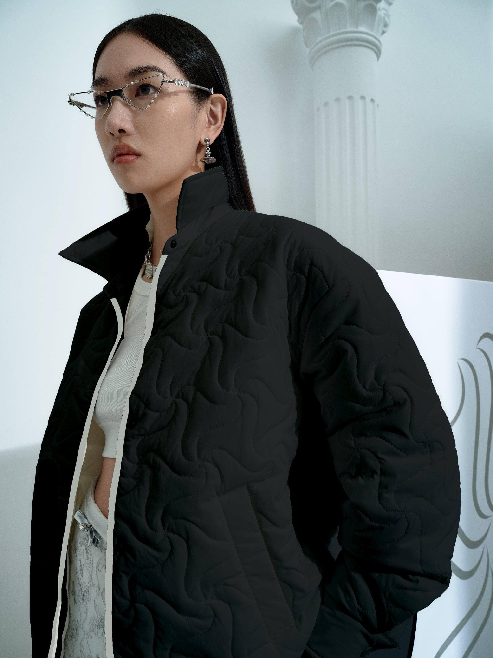 FIMD Contrast Piping Goose Down Shacket - Image 5