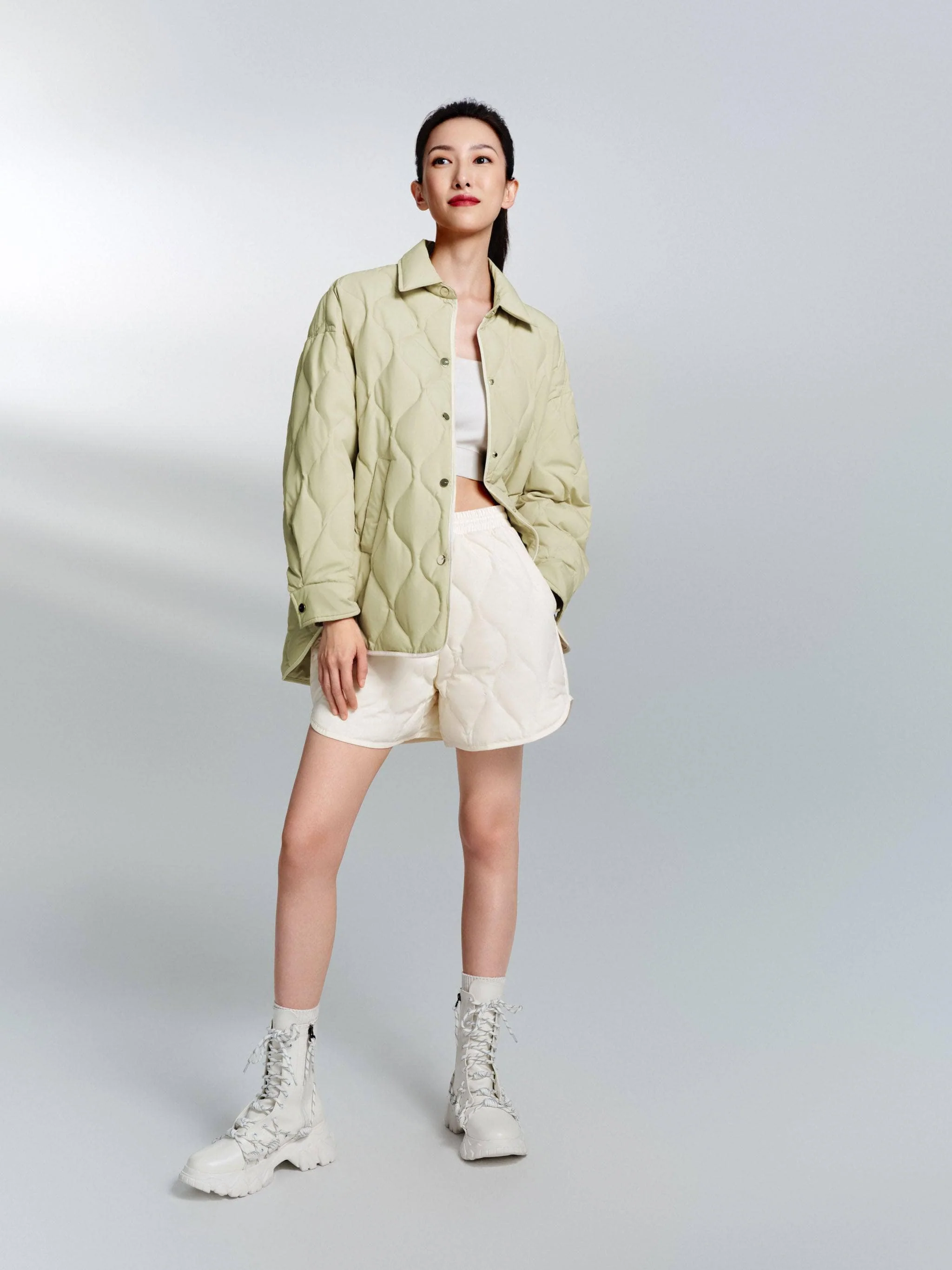 Diamond Quilted Down Shacket - Image 11