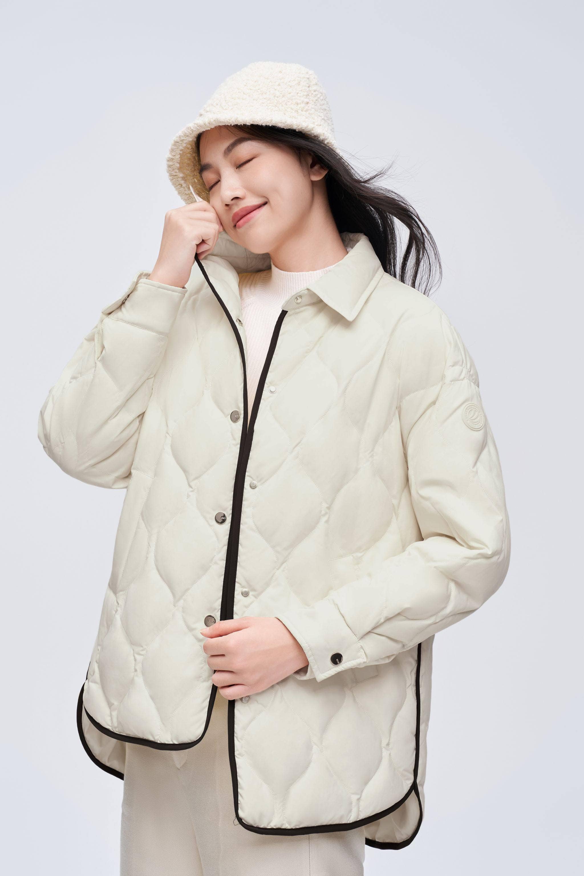 Diamond Quilted Down Shacket - Image 2