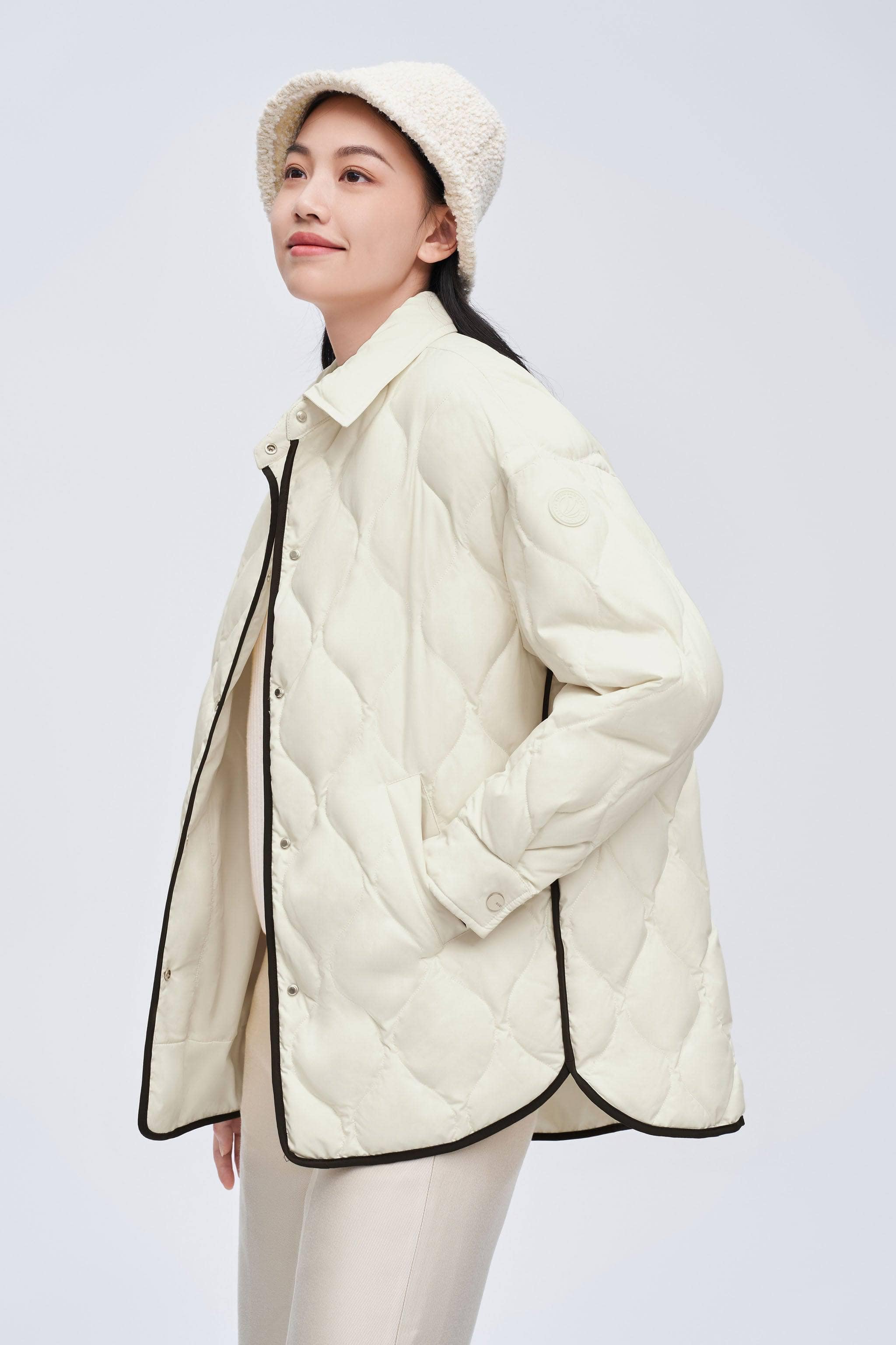 Diamond Quilted Down Shacket - Image 3
