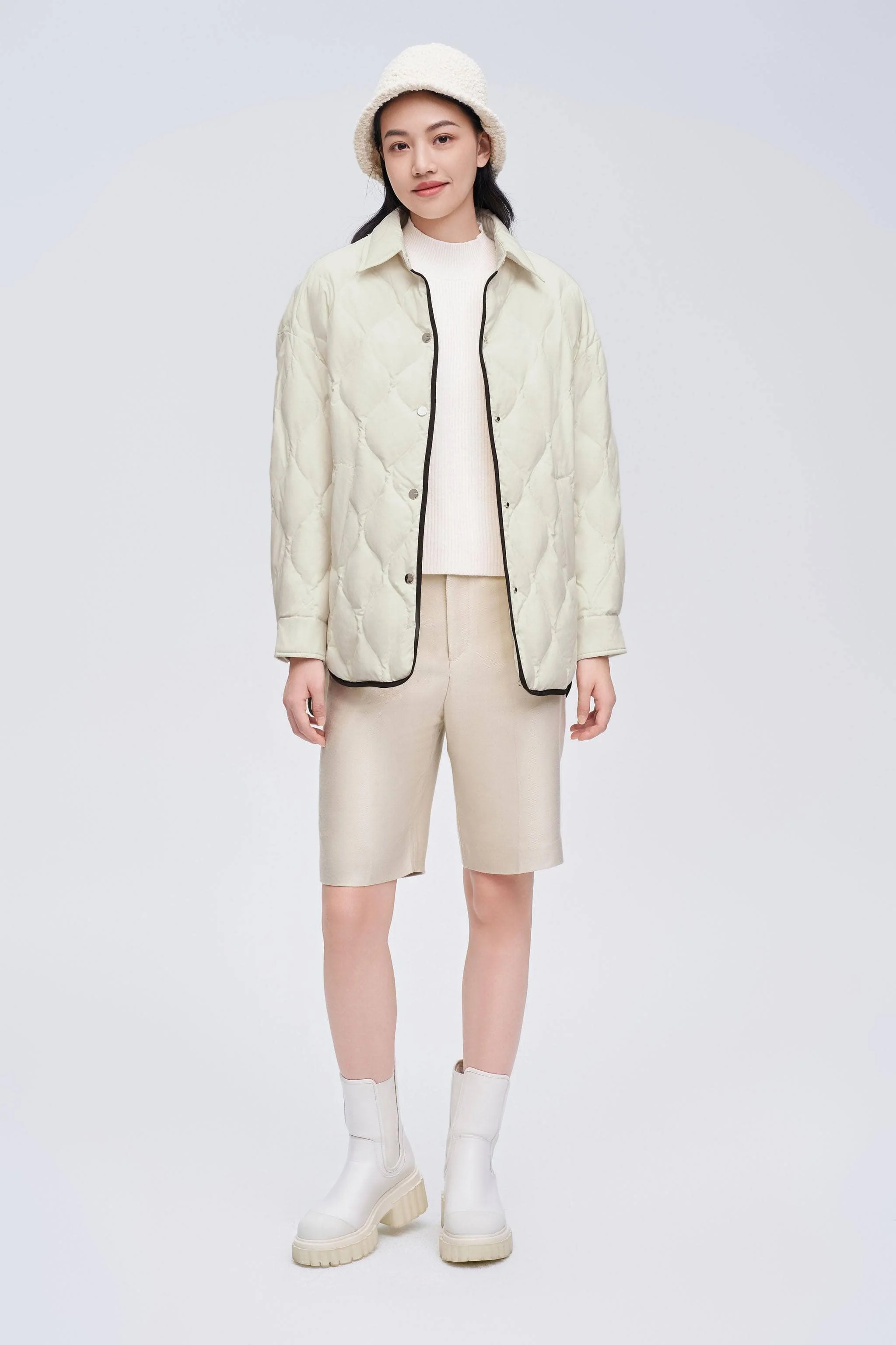Diamond Quilted Down Shacket - Image 4