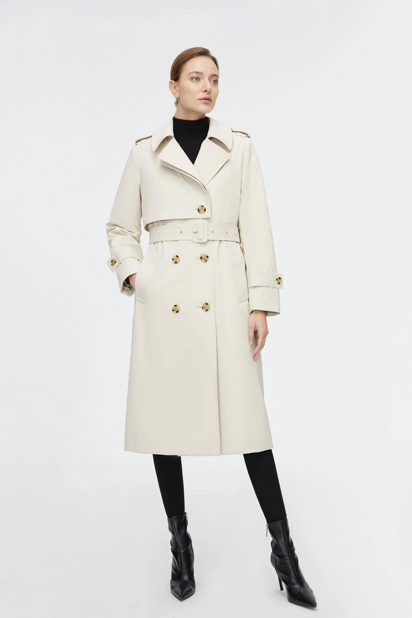 Full Length Detachable Goose Down Trench Coat - Image 19
