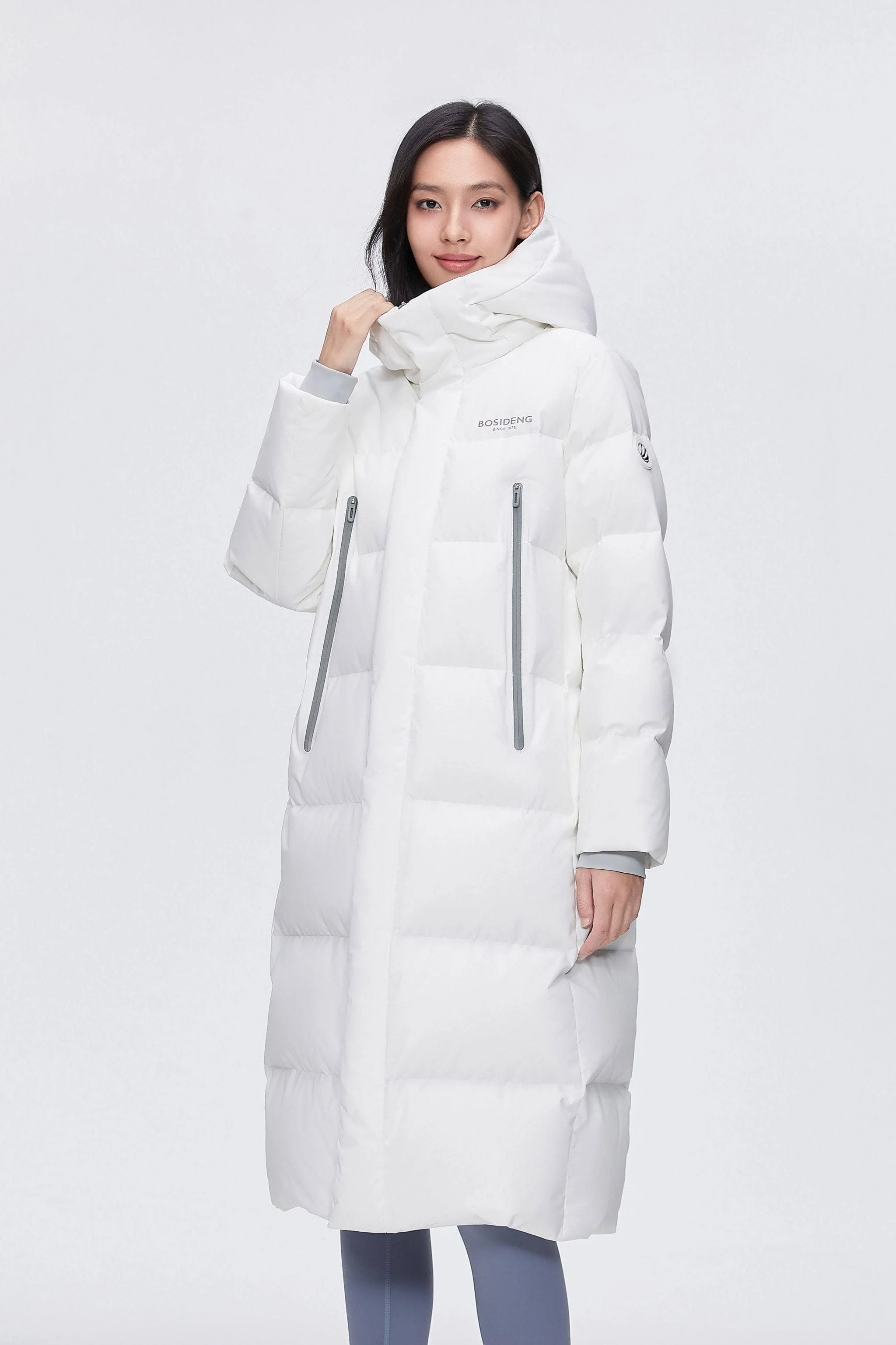 Full Length Sporty Style Hoody Down Coat