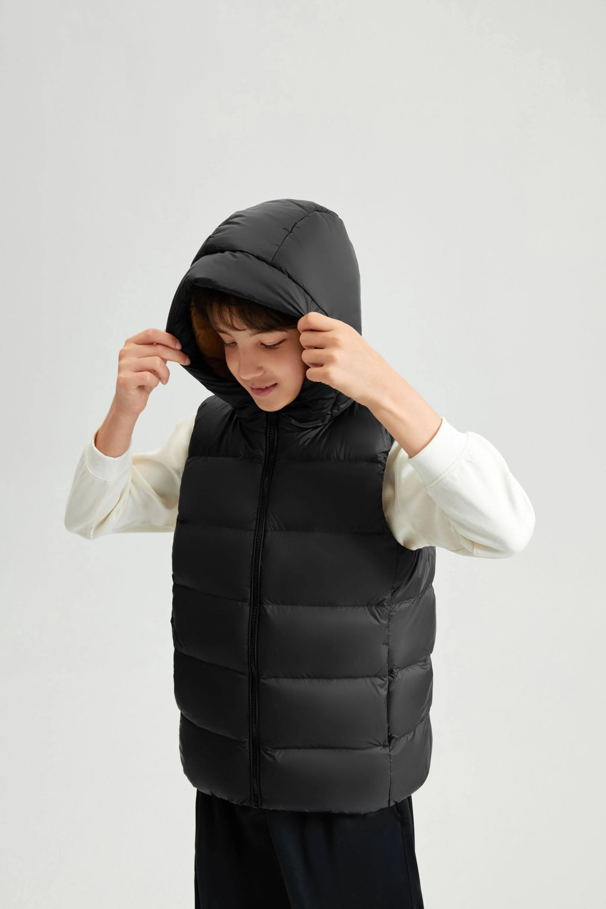 Kid's Hooded Down Gilet - Image 10