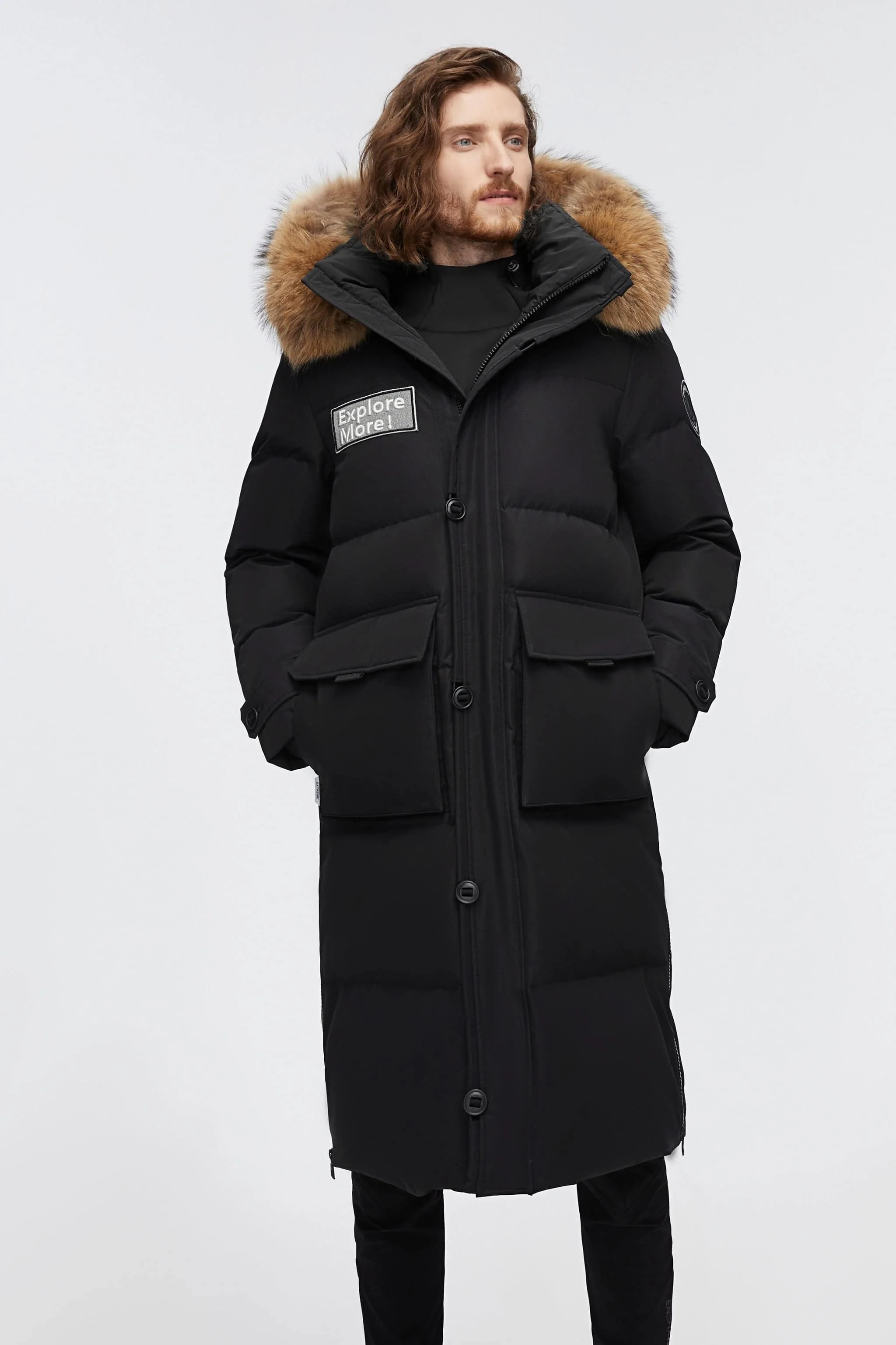 Long Goose Down Jacket With Hood - Image 2