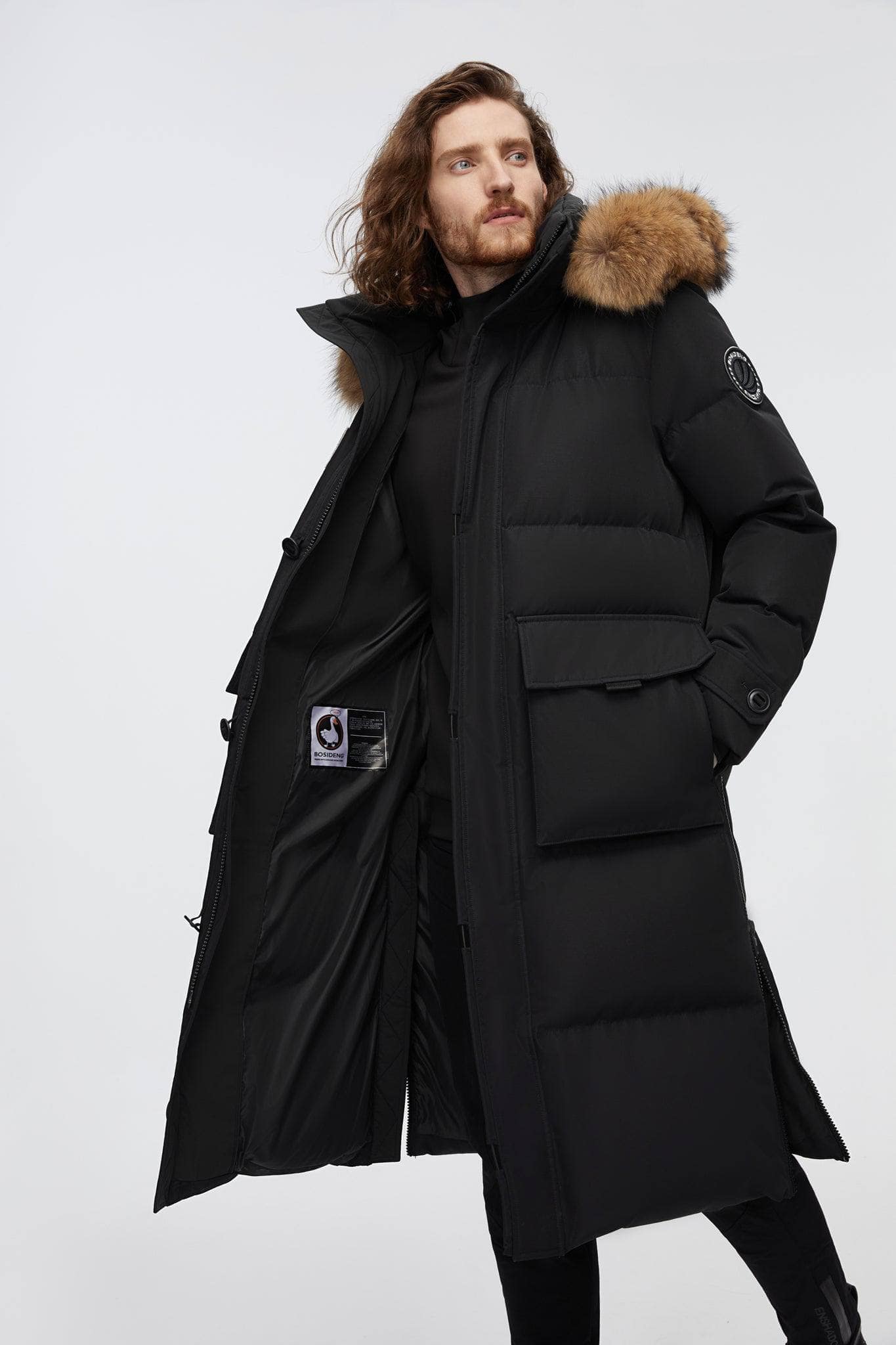Long Goose Down Jacket With Hood - Image 3