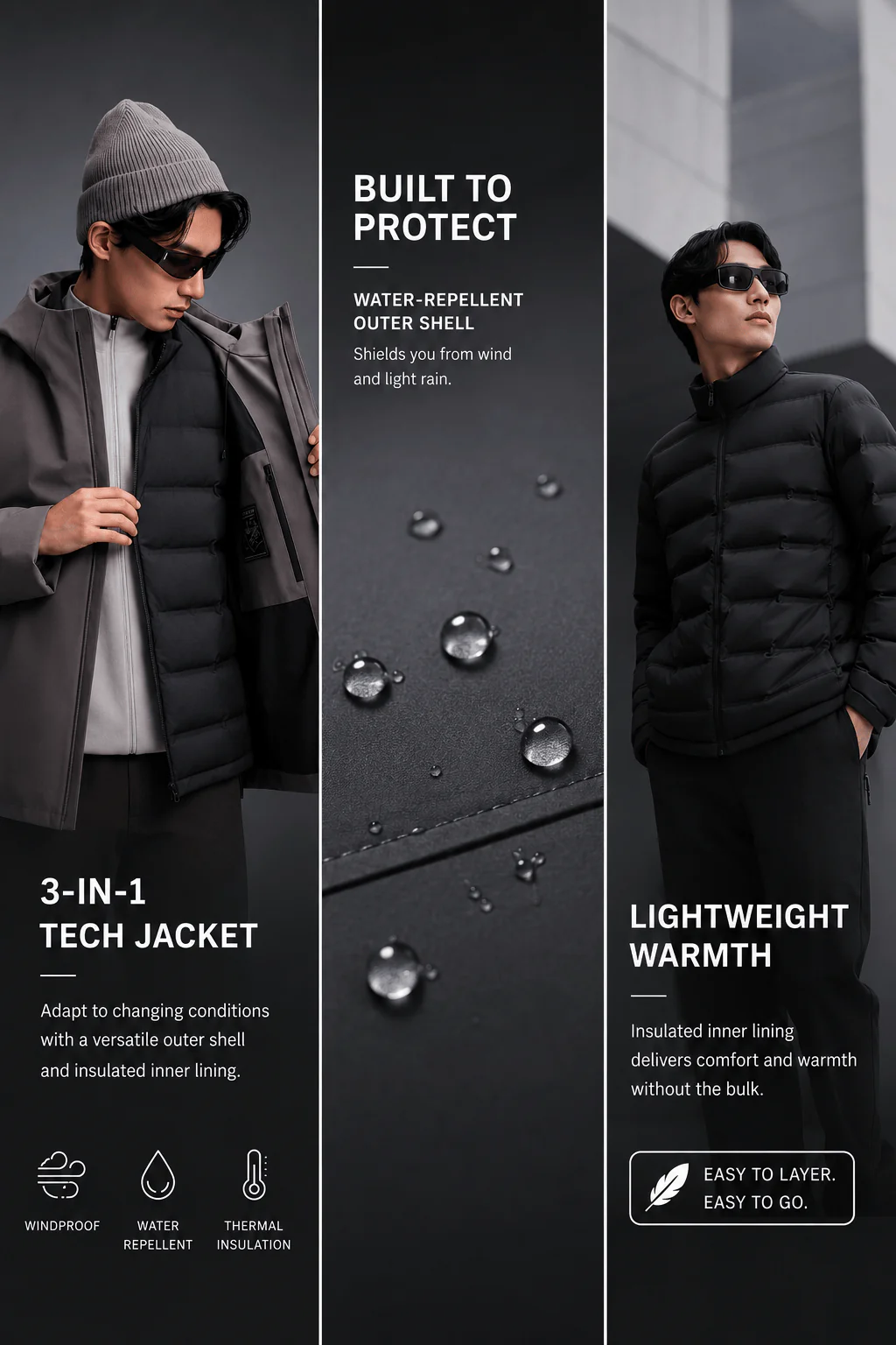 Men's Hooded 3 in 1 Goose Down Jacket 215 - Image 6