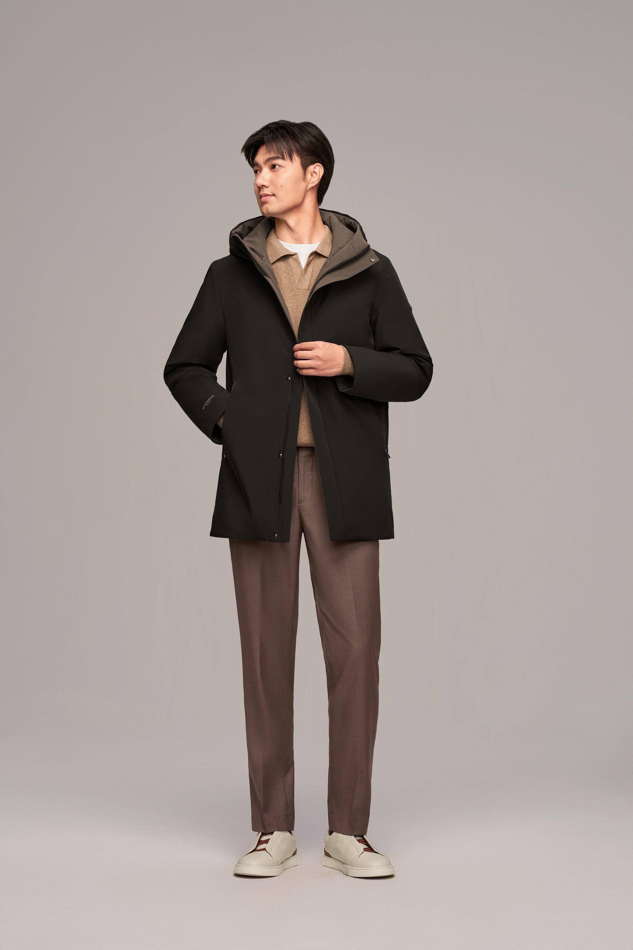 Men's Middle Length Goose Down Coat - Image 10