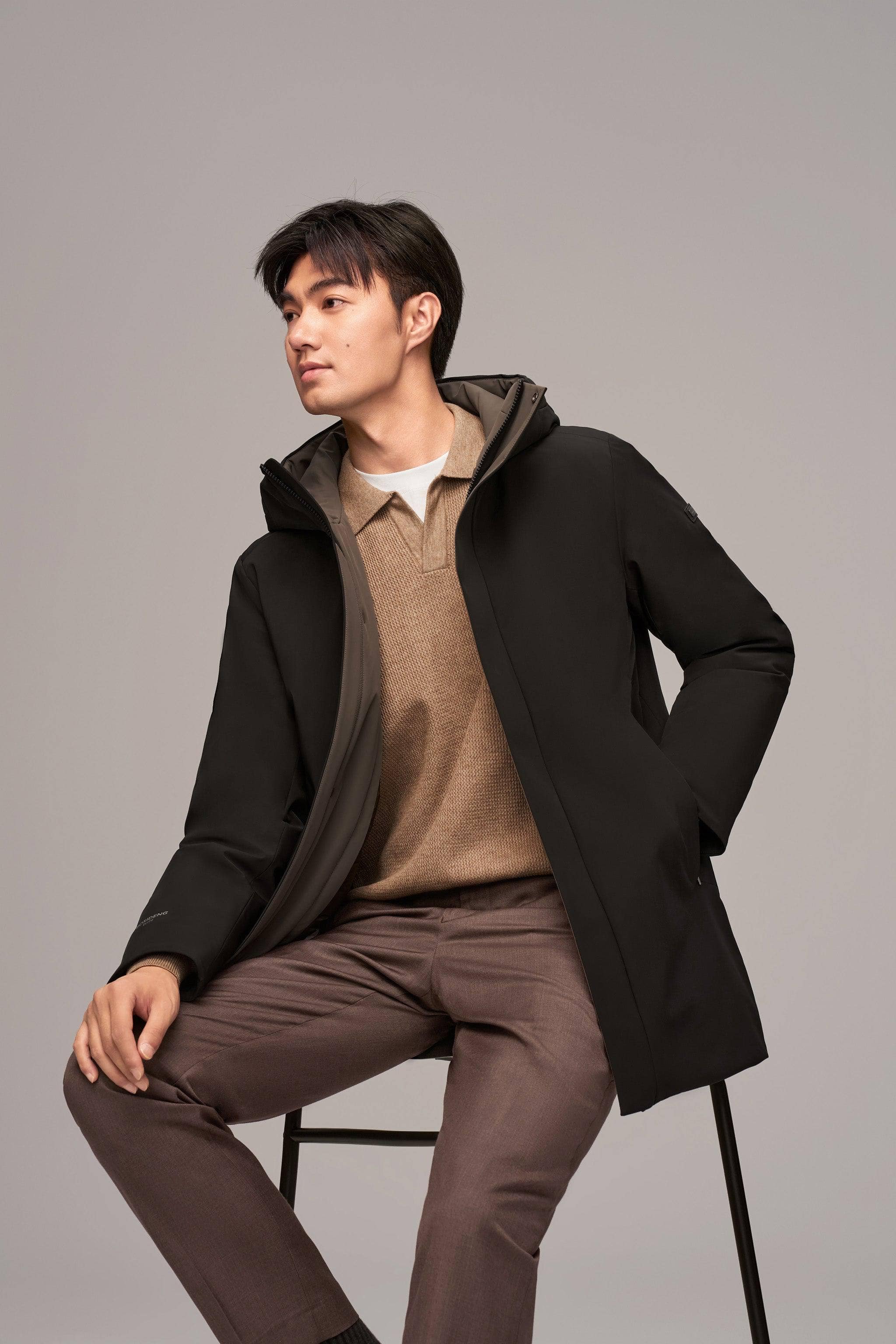 Men's Middle Length Goose Down Coat - Image 13