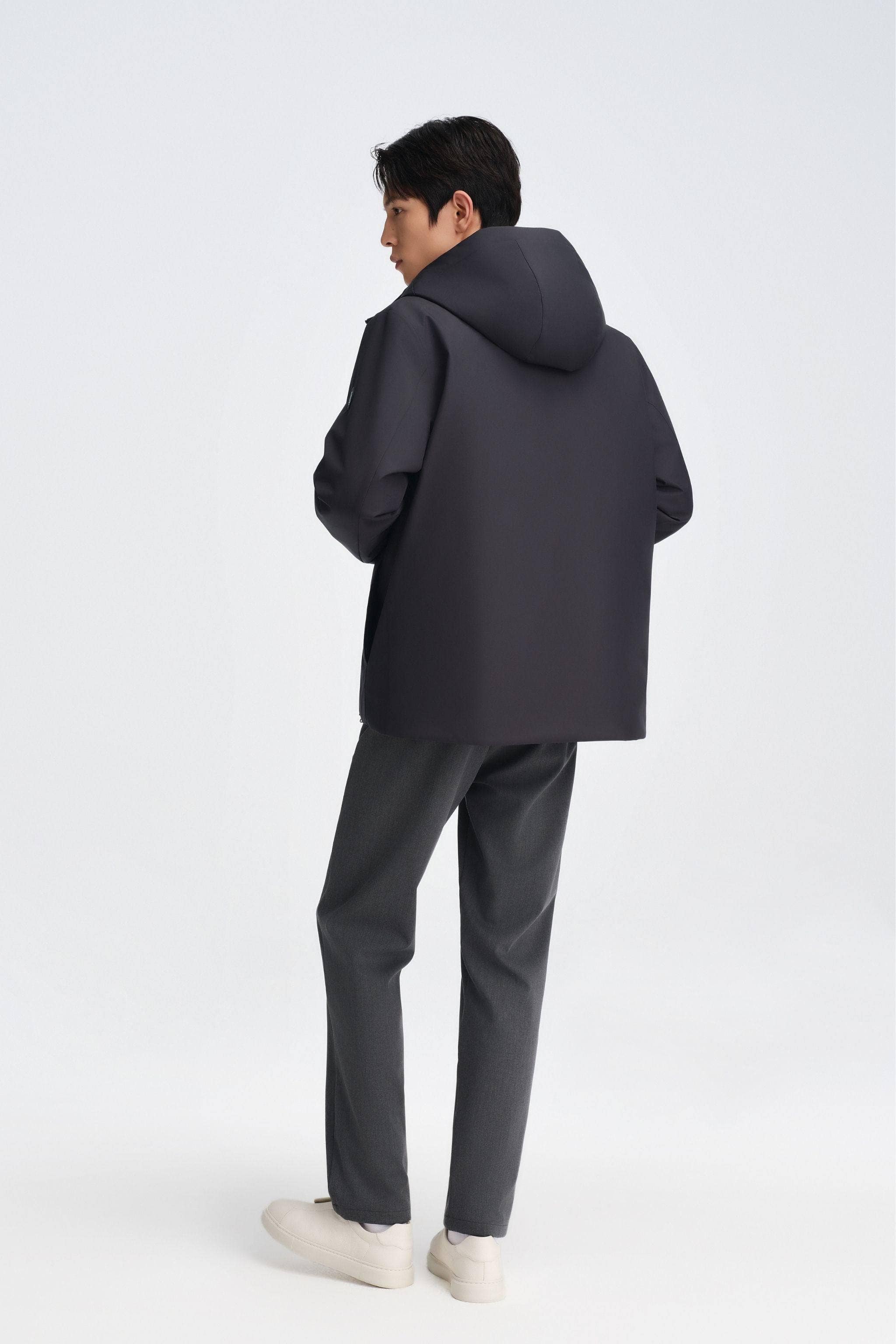 Men's Short Length Goose Down Business Jacket With Hood - Image 13