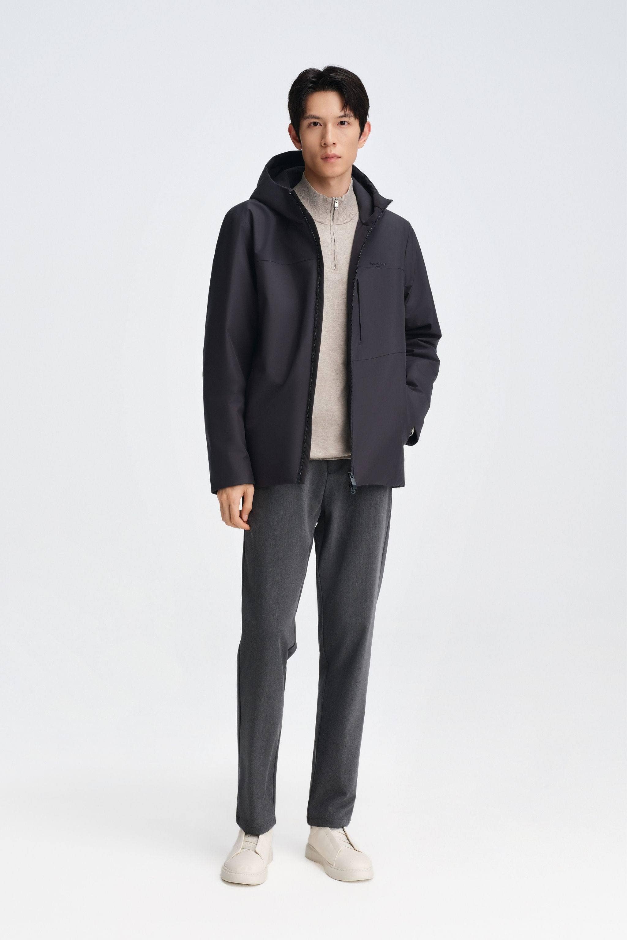 Men's Short Length Goose Down Business Jacket With Hood - Image 15
