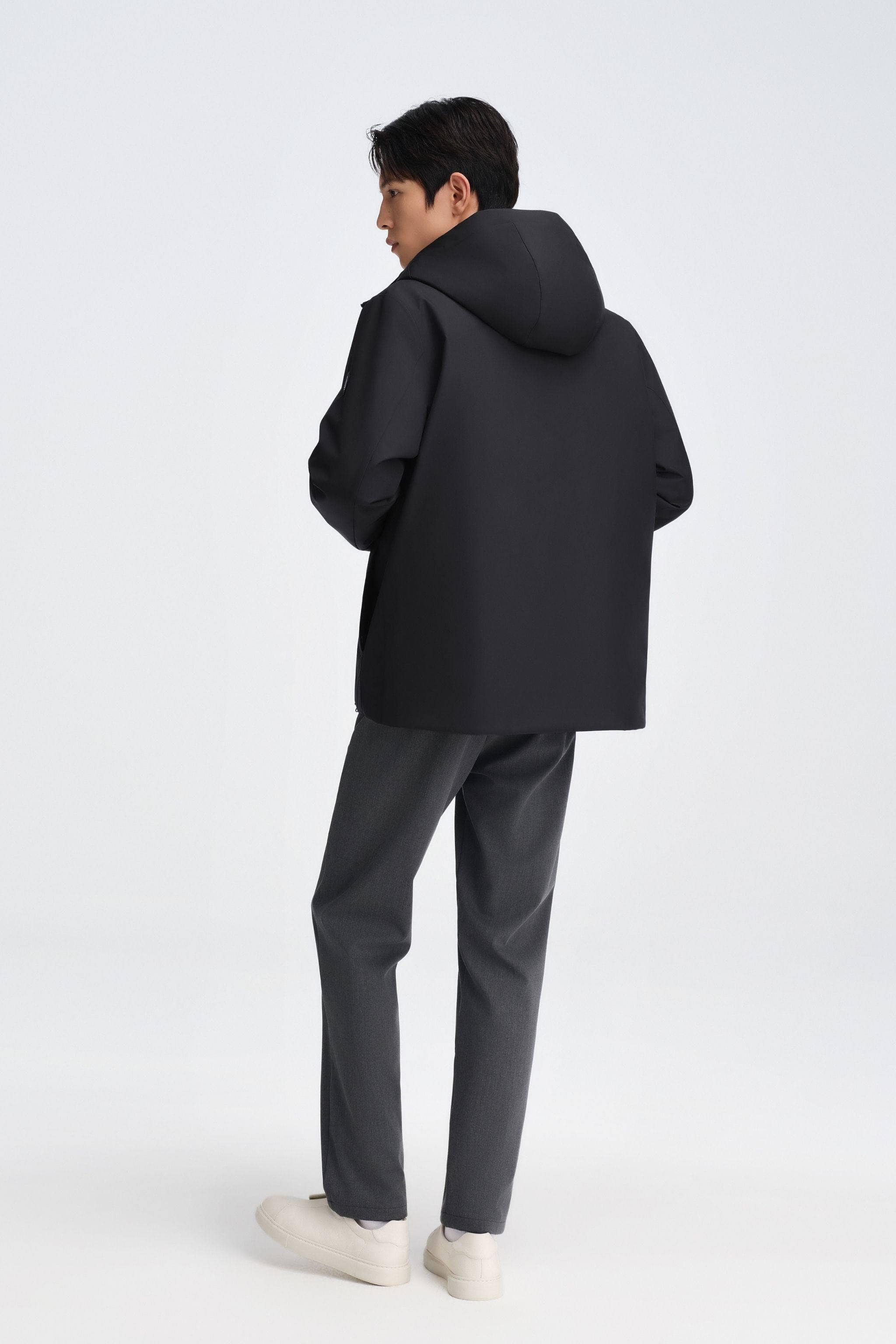 Men's Short Length Goose Down Business Jacket With Hood - Image 19