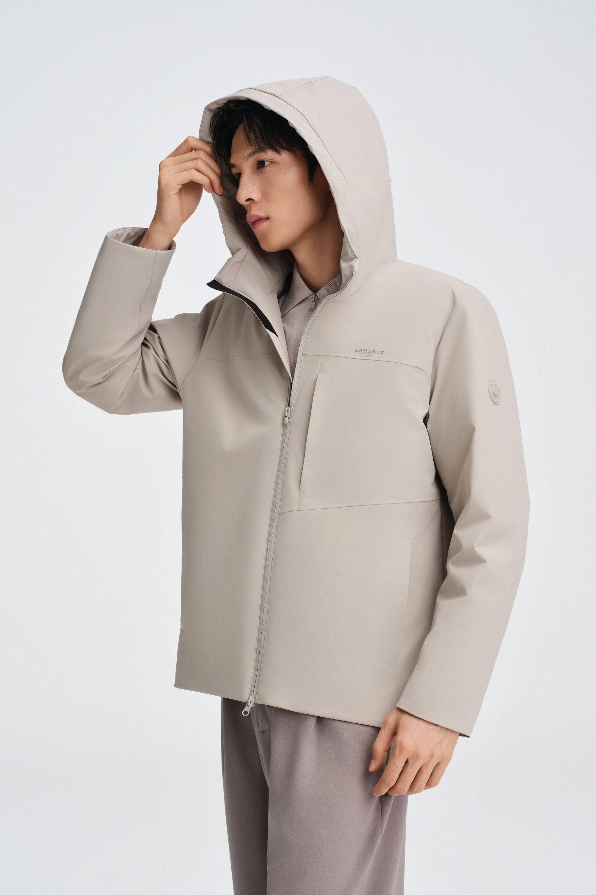 Men's Short Length Goose Down Business Jacket With Hood - Image 2