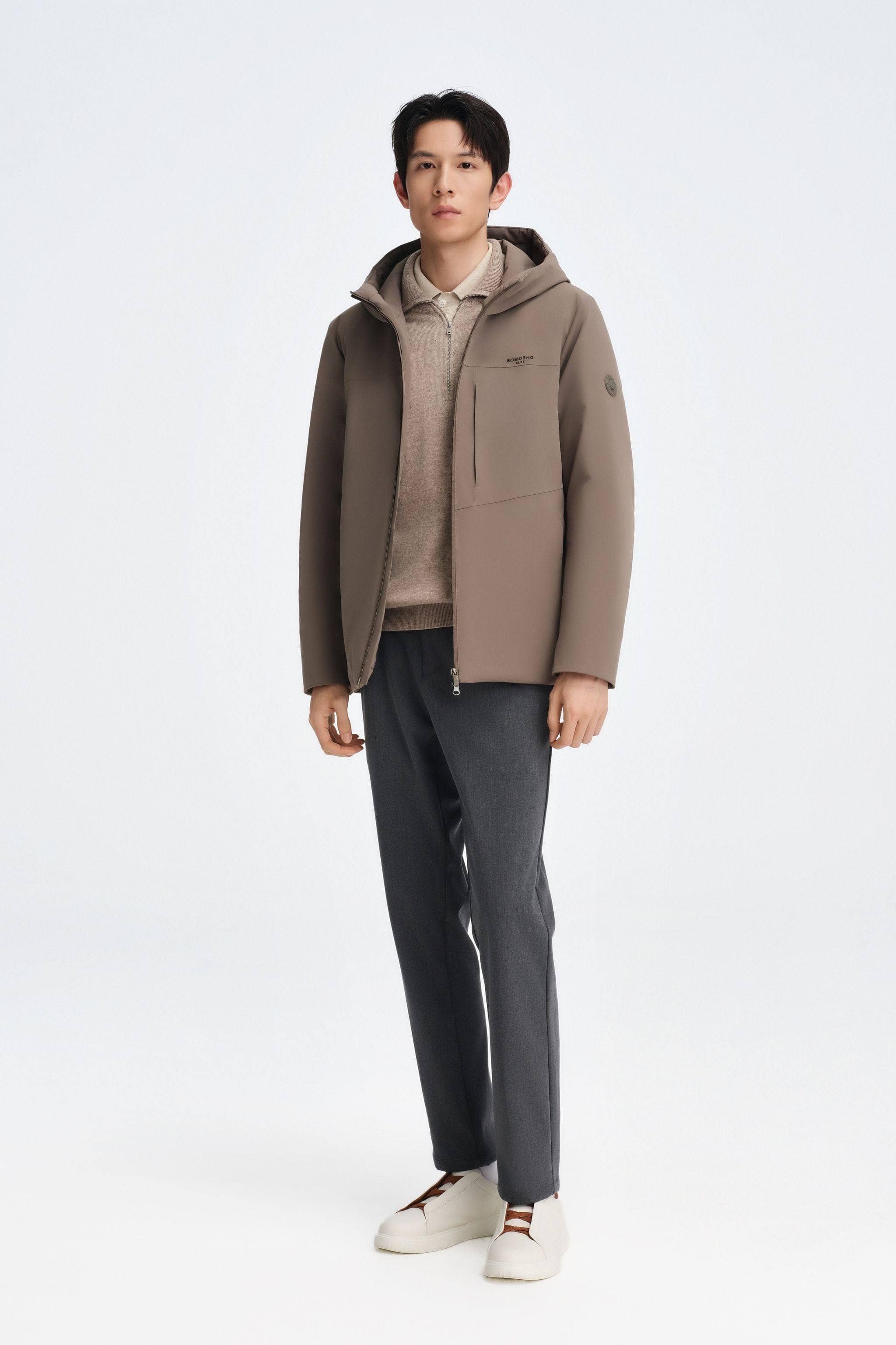 Men's Short Length Goose Down Business Jacket With Hood - Image 24