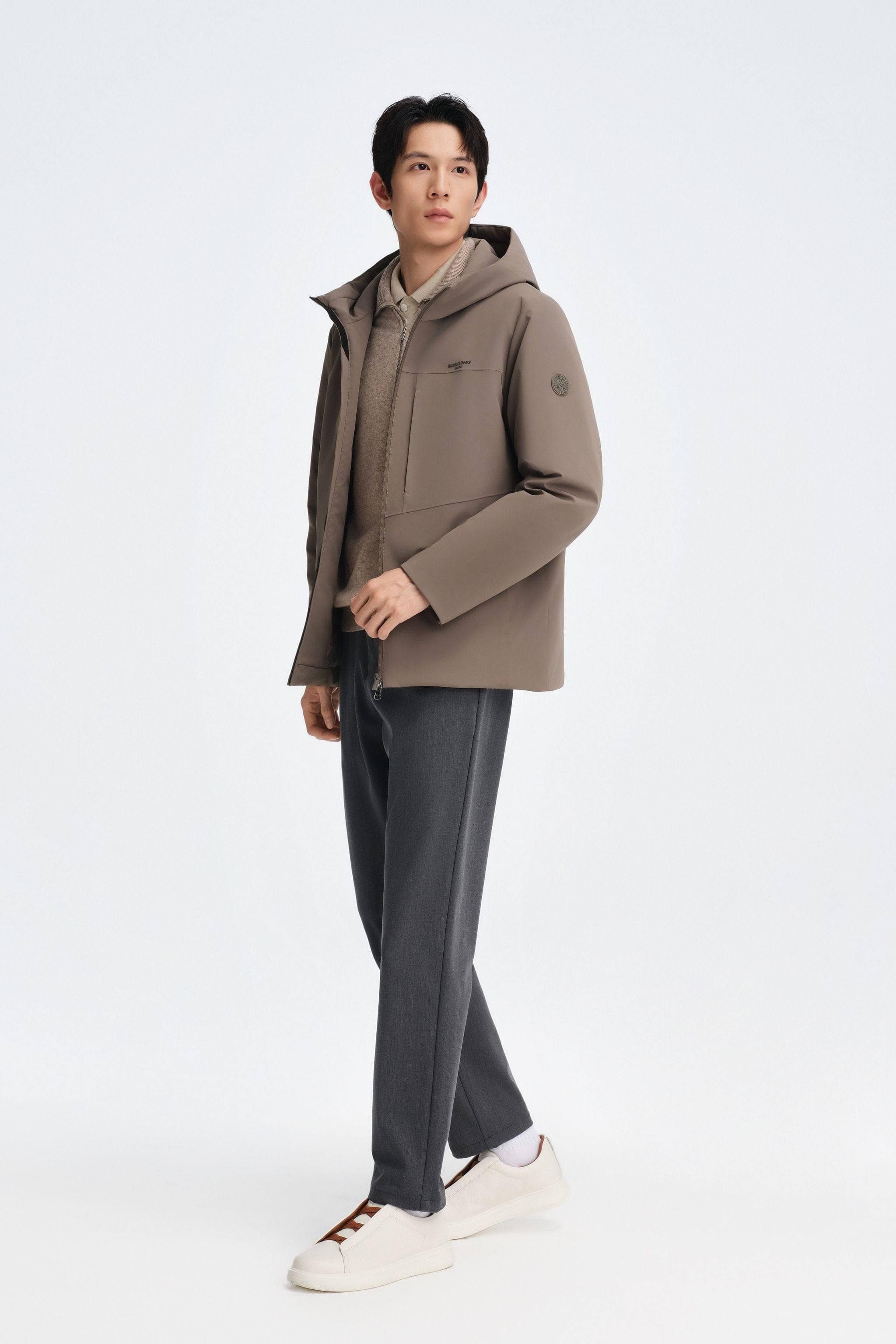 Men's Short Length Goose Down Business Jacket With Hood - Image 25