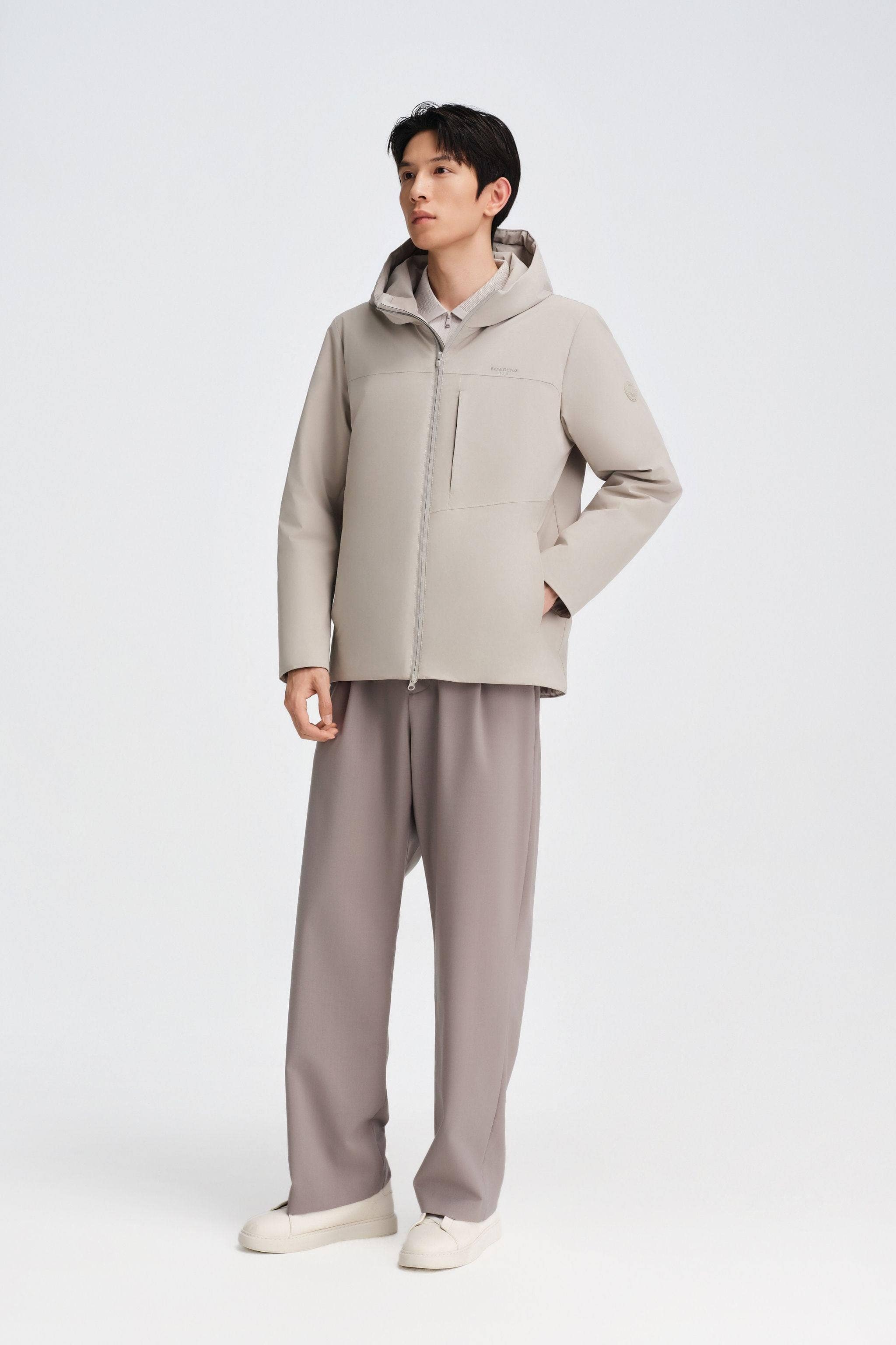 Men's Short Length Goose Down Business Jacket With Hood - Image 4