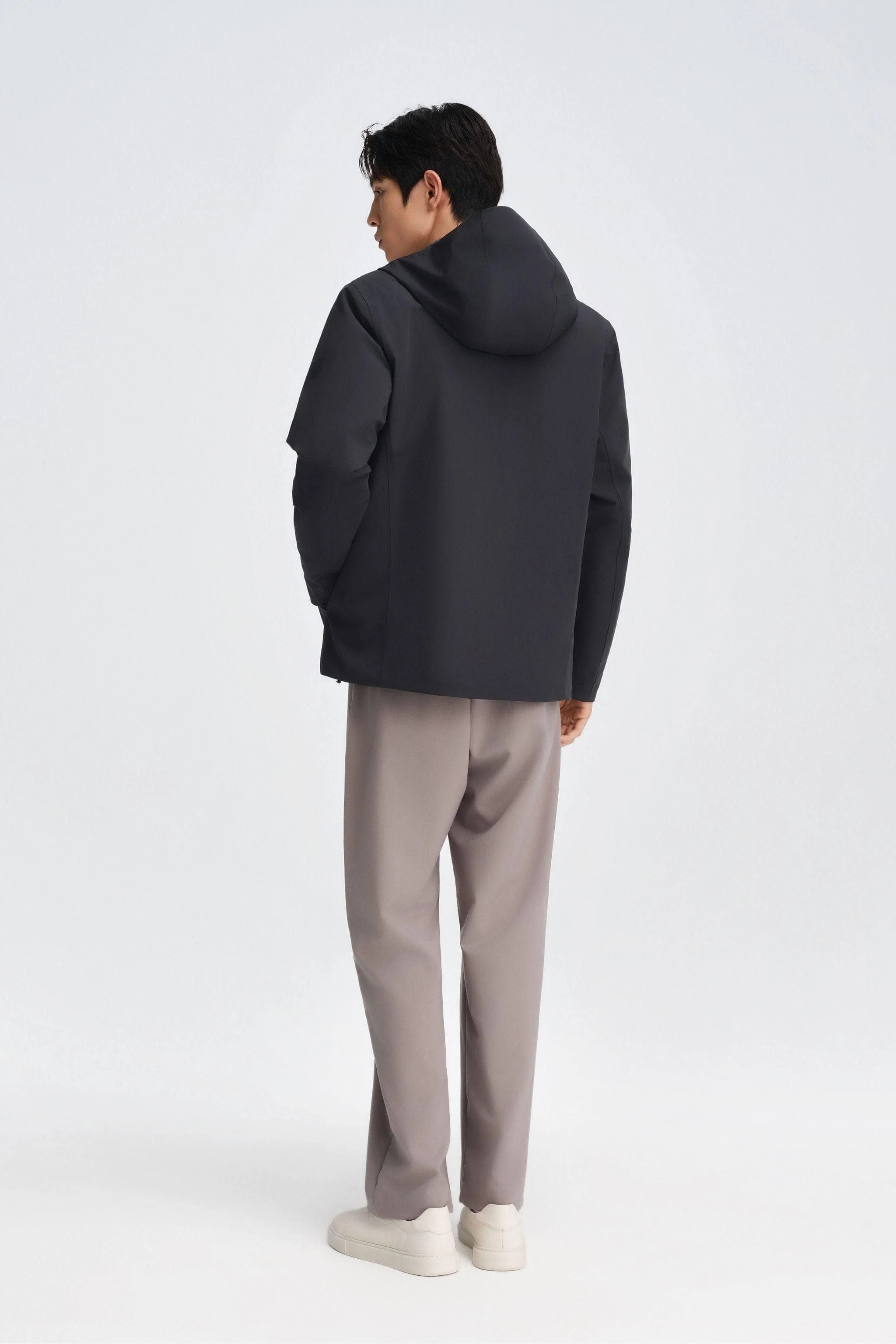 Men's Short Length Goose Down Business Jacket With Hood - Image 13
