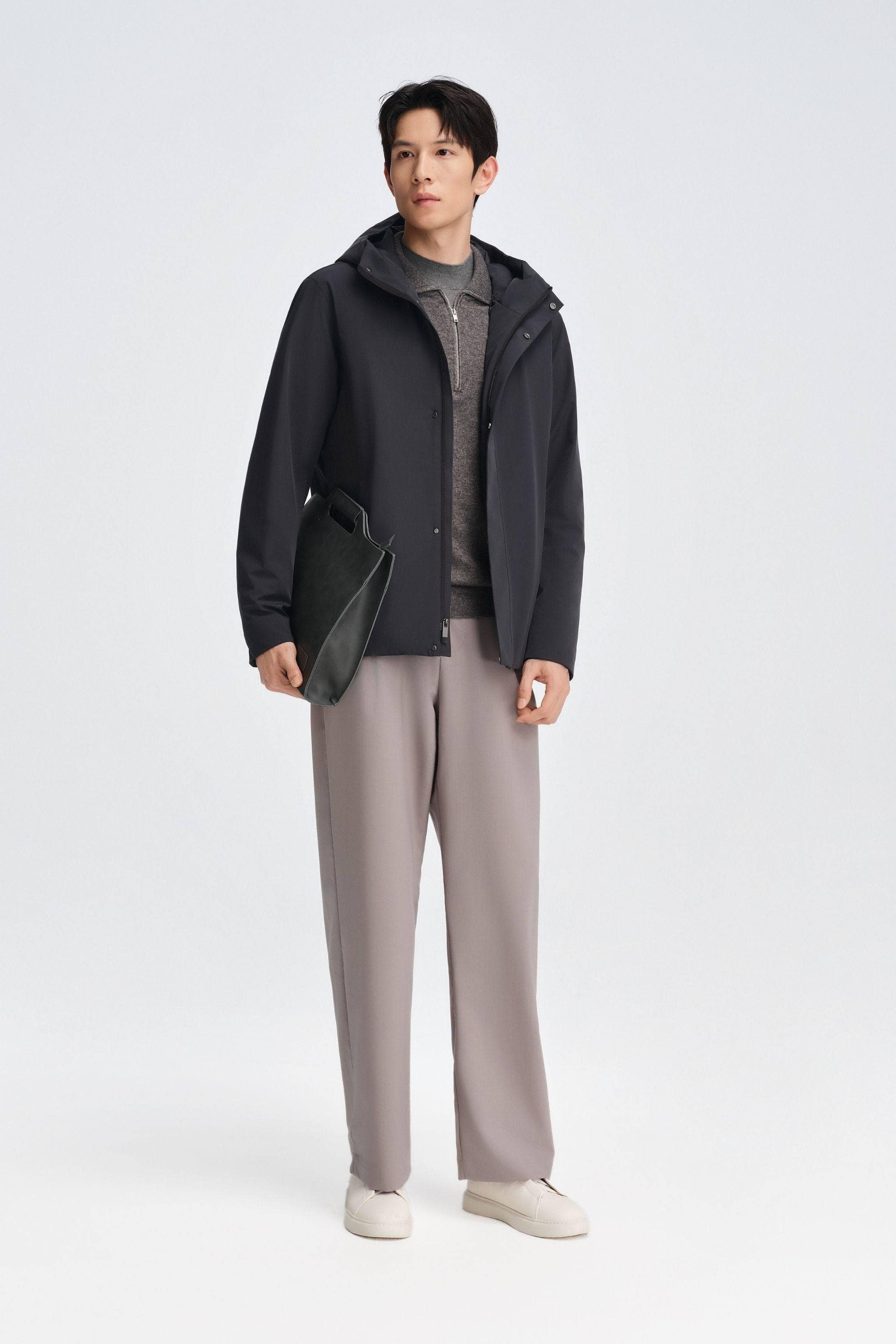 Men's Short Length Goose Down Business Jacket With Hood - Image 15