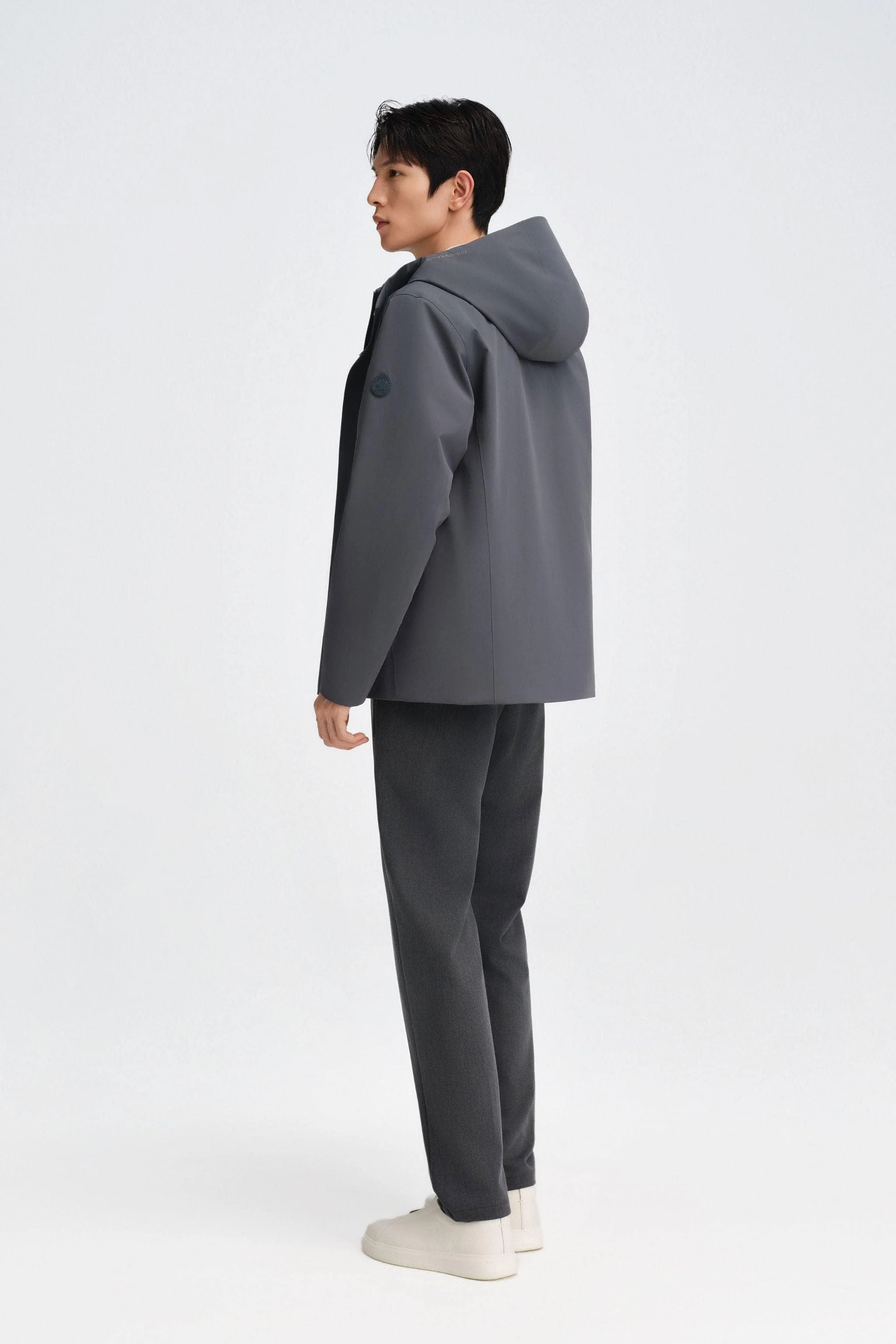 Men's Short Length Goose Down Business Jacket With Hood - Image 4