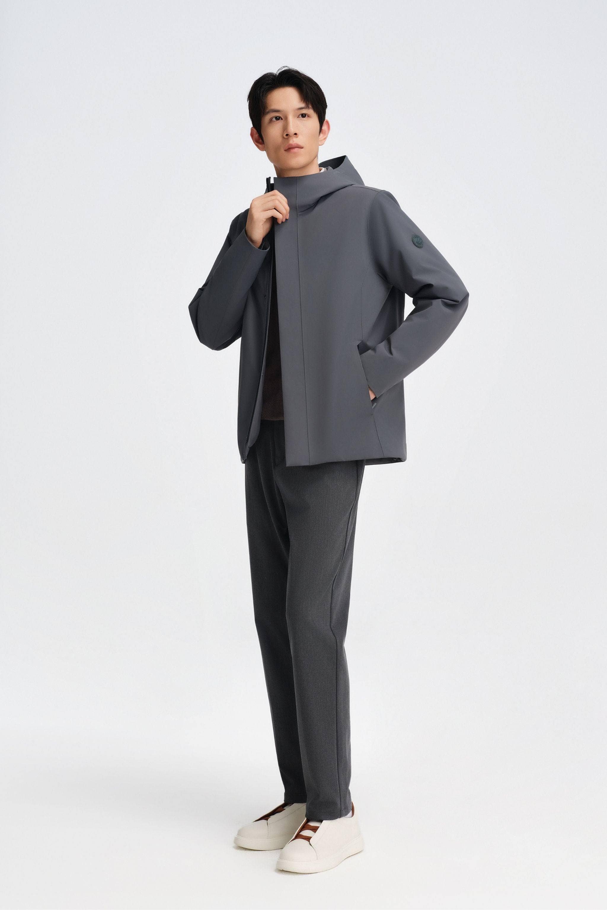 Men's Short Length Goose Down Business Jacket With Hood - Image 5