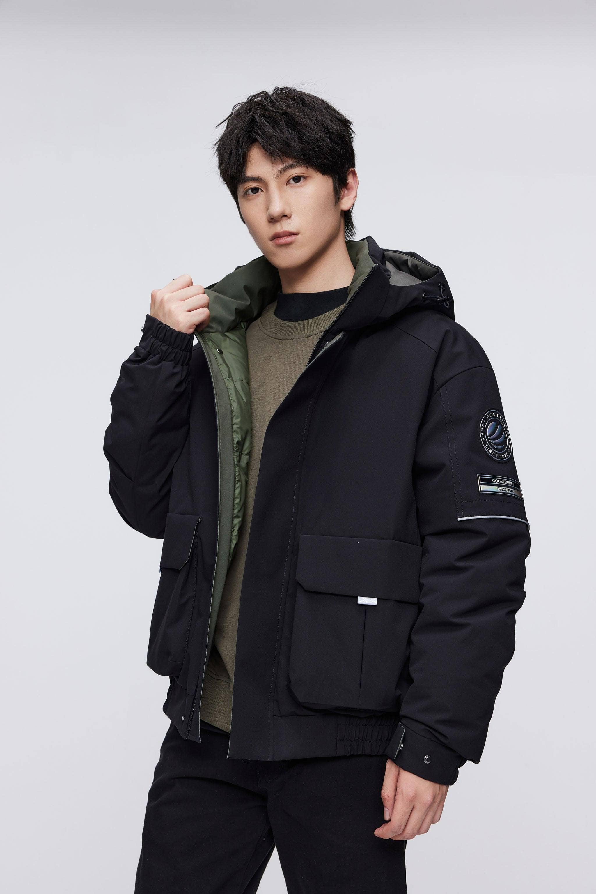Mens Down Jacket with Hood 5427 - Image 6