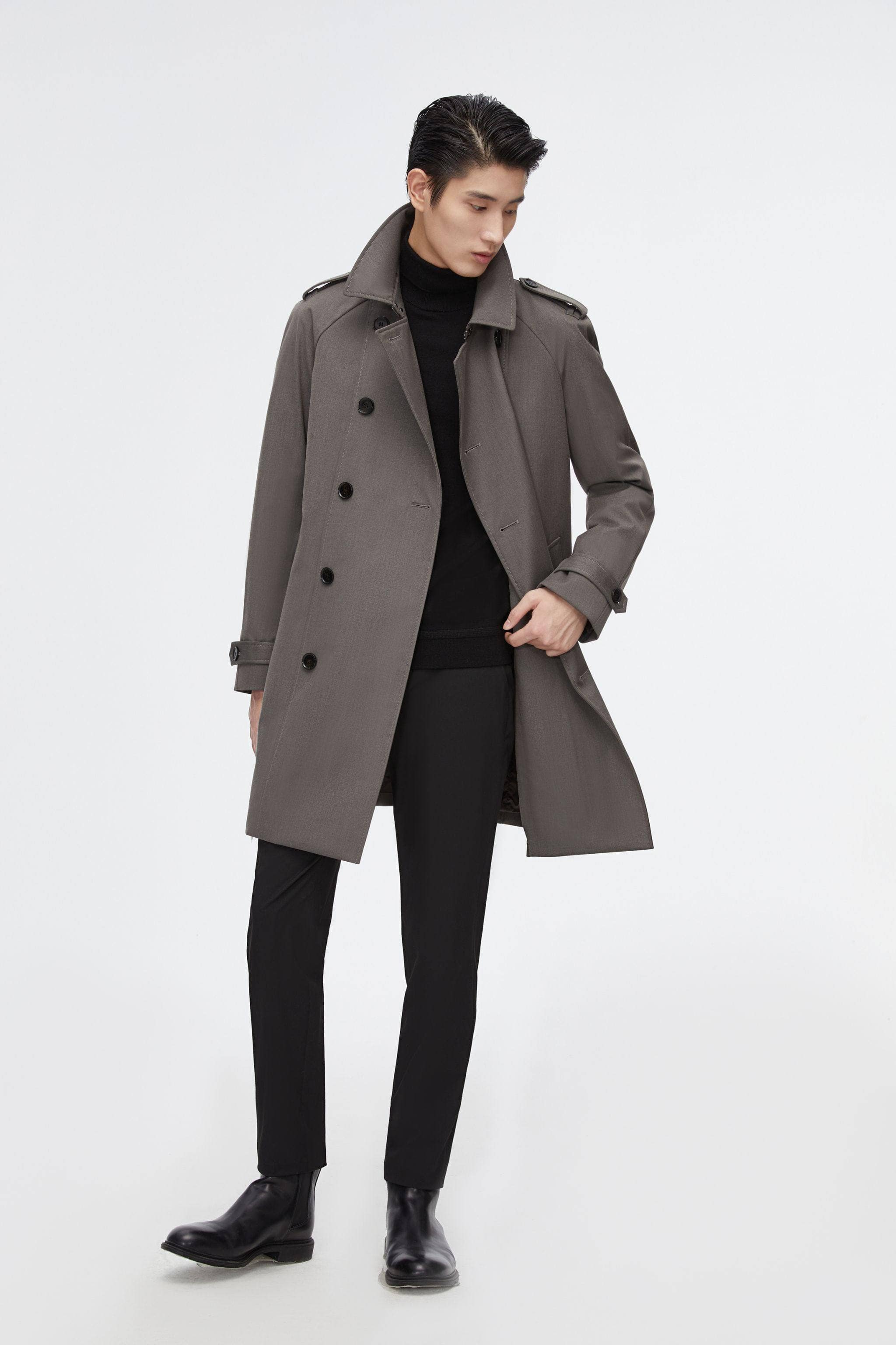 Mid-length Detachable Goose Down Trench Coat - Image 23