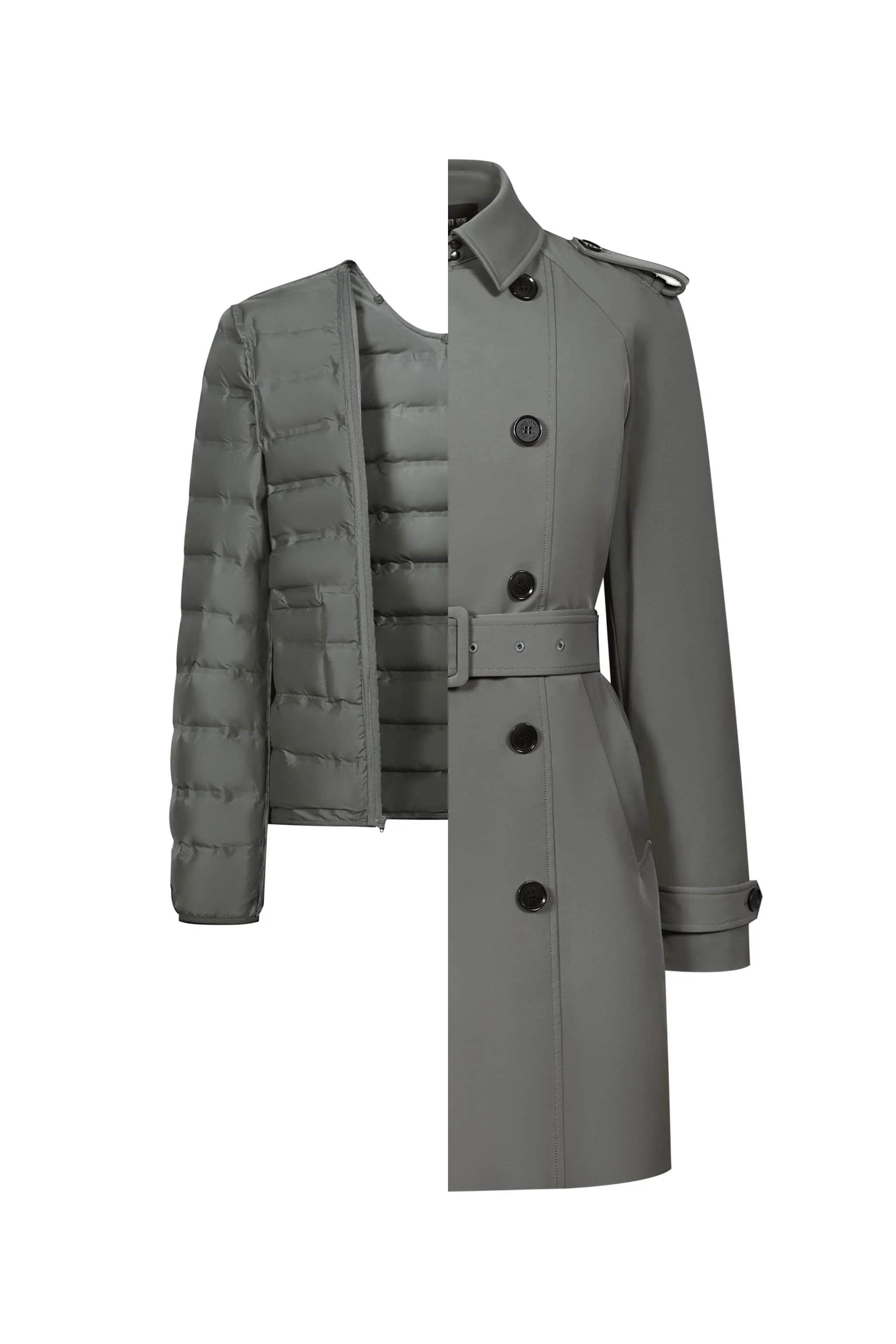 Mid-length Detachable Goose Down Trench Coat - Image 8
