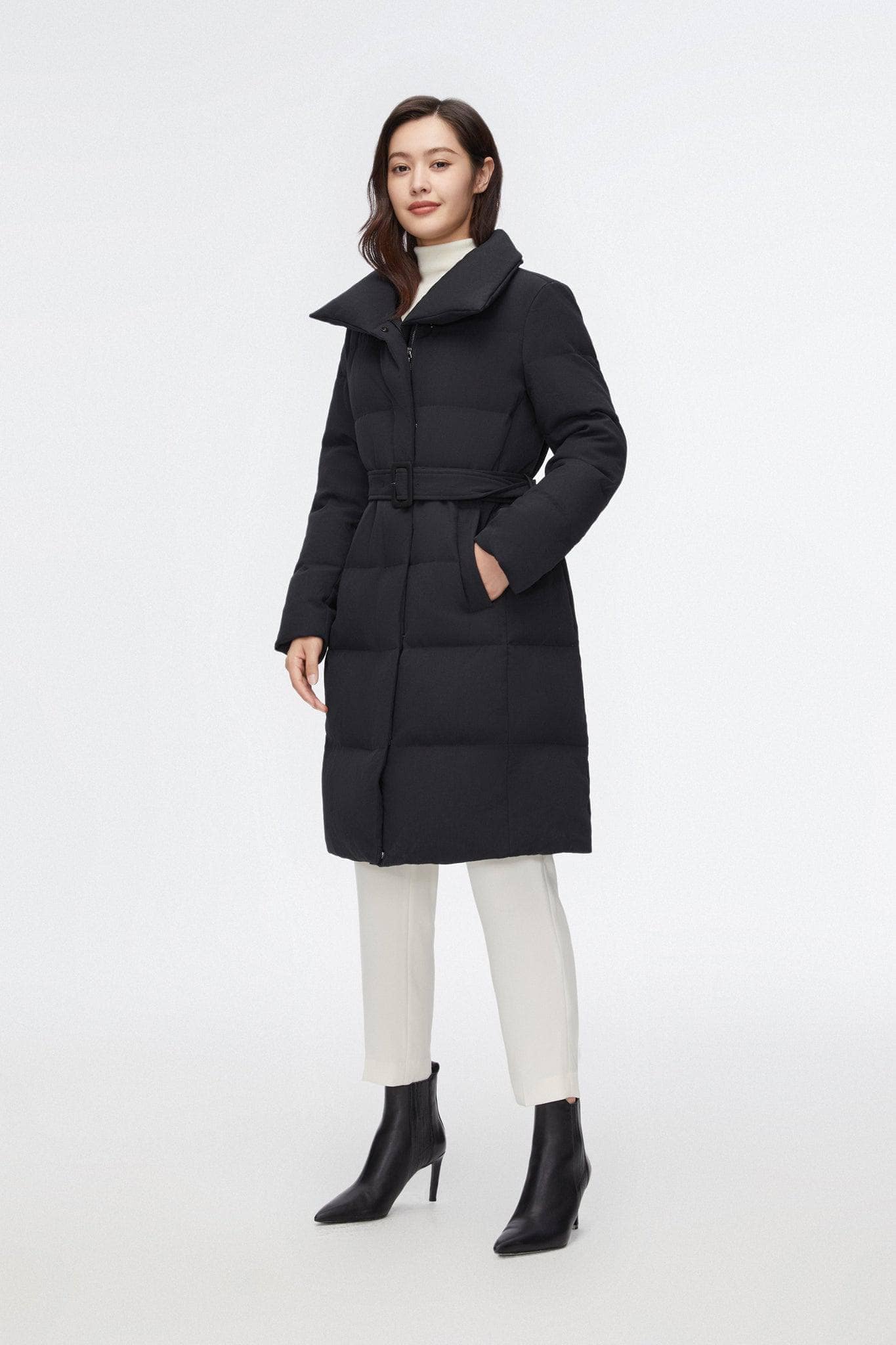 Mid-length Goose Down Jacket With Lapel - Image 7