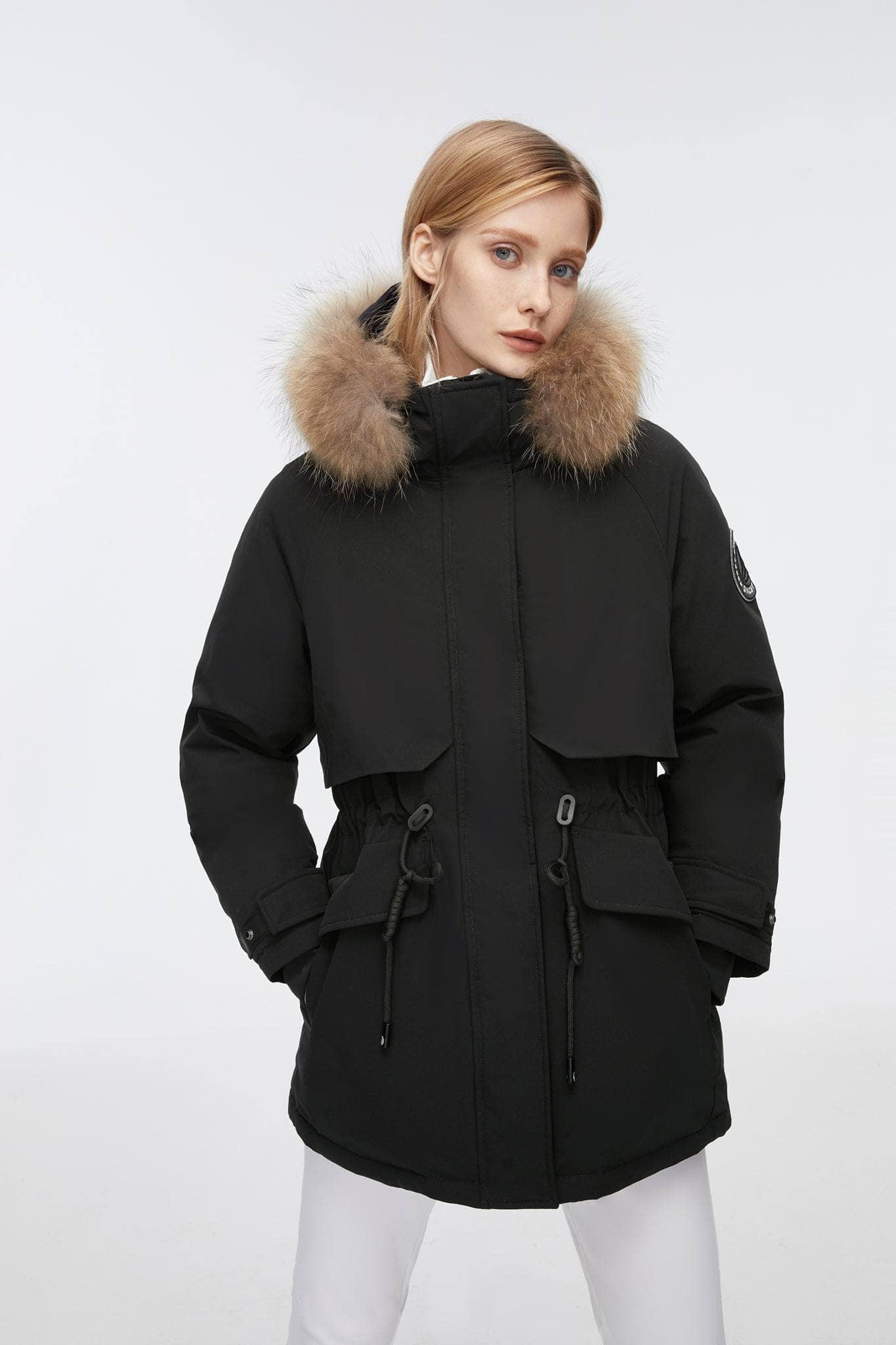 Extreme Mid-Length Goose Down Coat With Fur