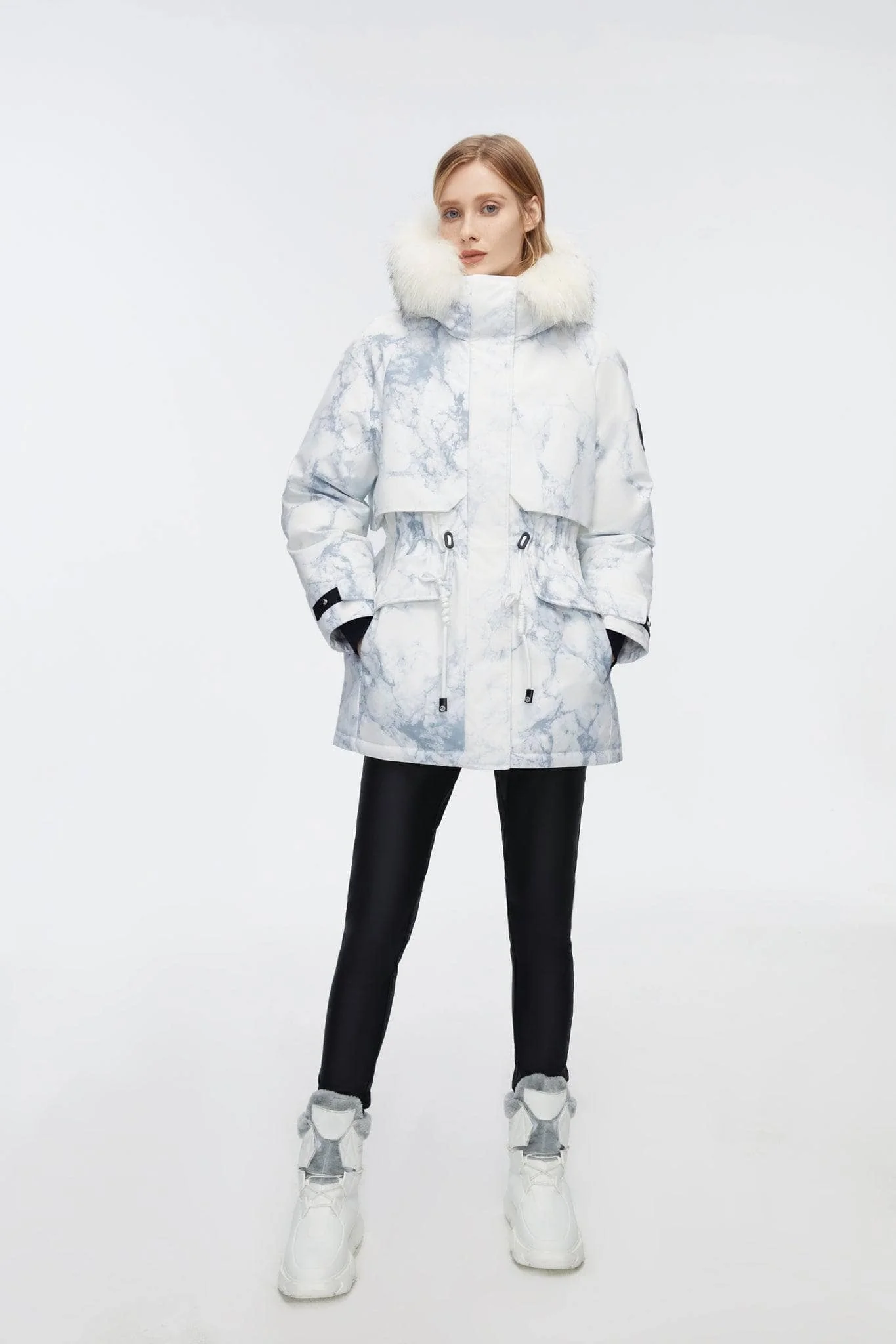 Extreme Mid-Length Goose Down Coat With Fur - Image 7